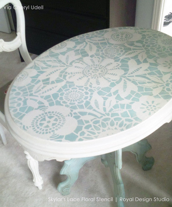 Skylar's Lace Floral Stencil - DIY Craft Stencils for Scrapbooking, Wall Art & Home Decor - Reusable Painting Template for Wood, Fabric & Canvas