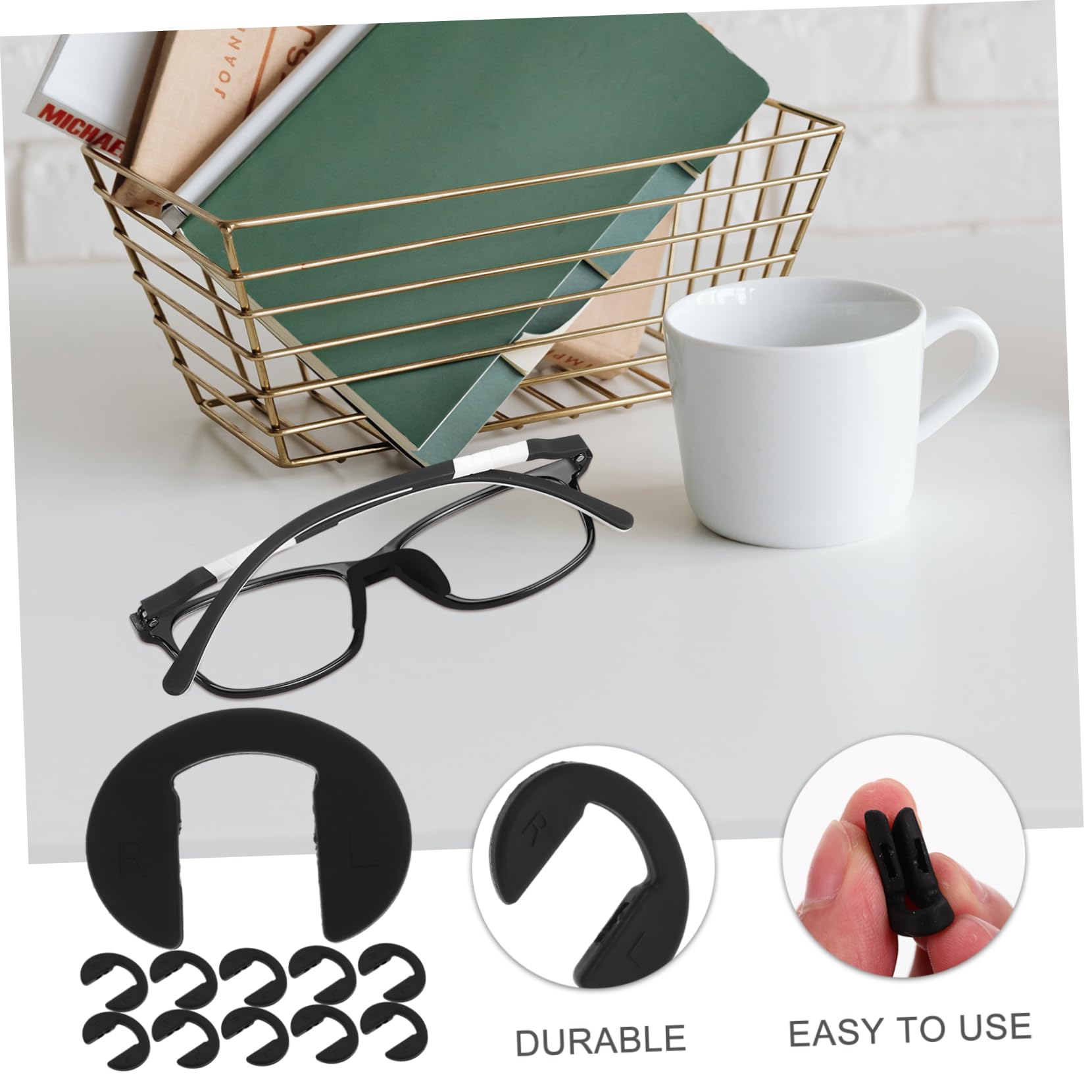 GLEAVI 40-Pack Black Silicone Nose Pads for Glasses - Anti-Slip Comfort Nose Grips & Eyewear Accessories - Perfect for Reading, Driving & Daily Wear