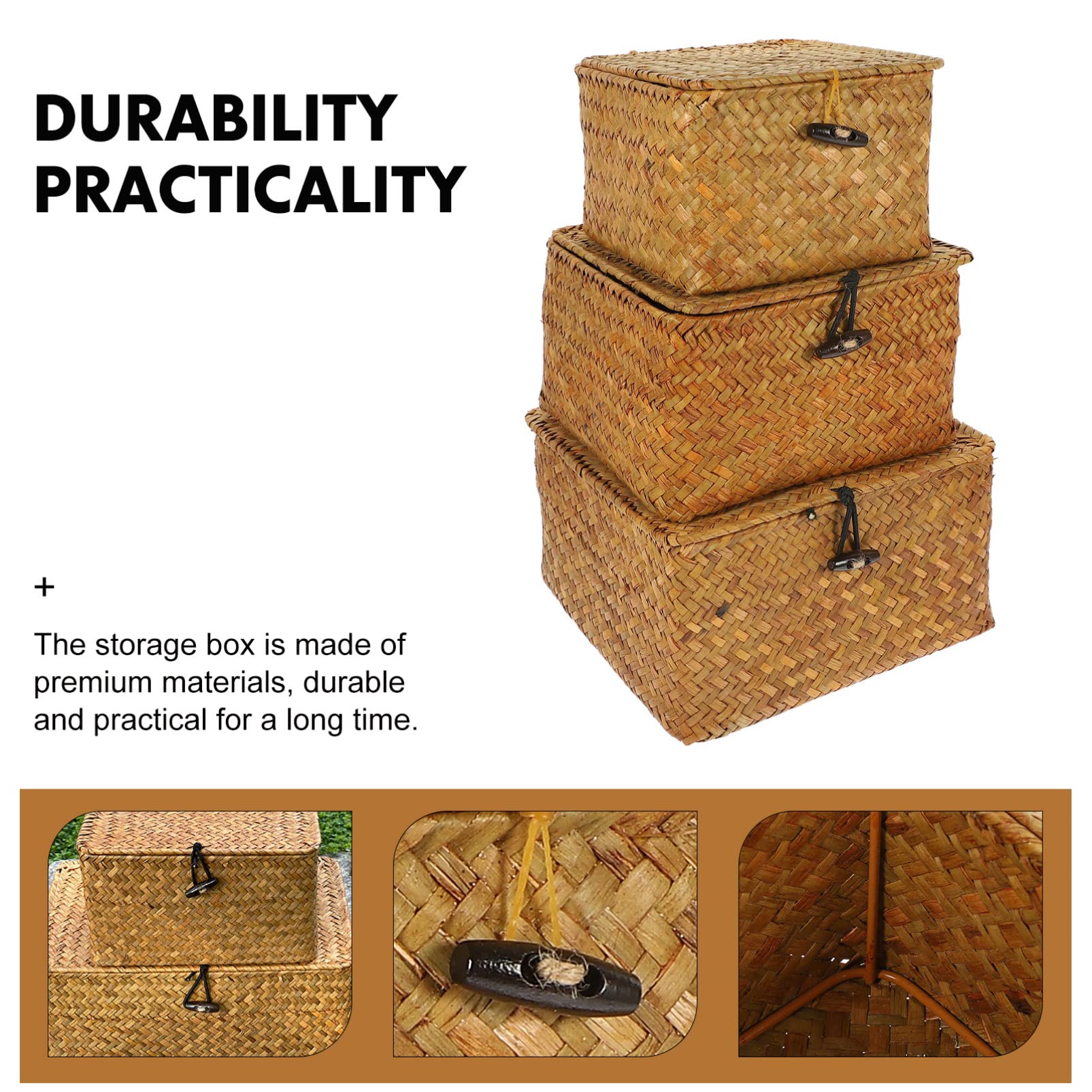 Zerodeko Rattan Storage Basket with Lid - Shelf Organizer for Bread, Cosmetics & Home Decor
