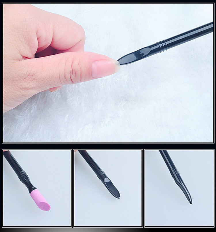 2-Way Stone Cuticle Remover Pusher & Nail File - Professional Manicure Pedicure Tool for Salon & Home Nail Care