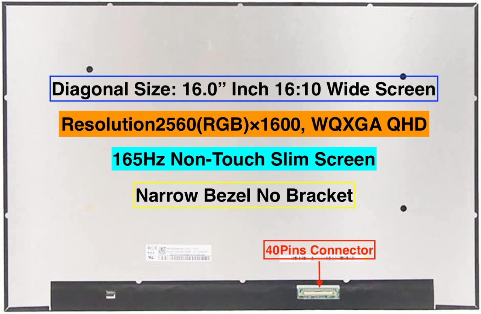 EM EMAJOR TECH AUO B160QAN02.S QHD 2560x1600 165Hz LCD Screen Replacement - Non-Touch LED Display with Installation Tape Tools Kit for Laptops & Monitors - Perfect for Gaming, Graphic Design, and Professional Workstations
