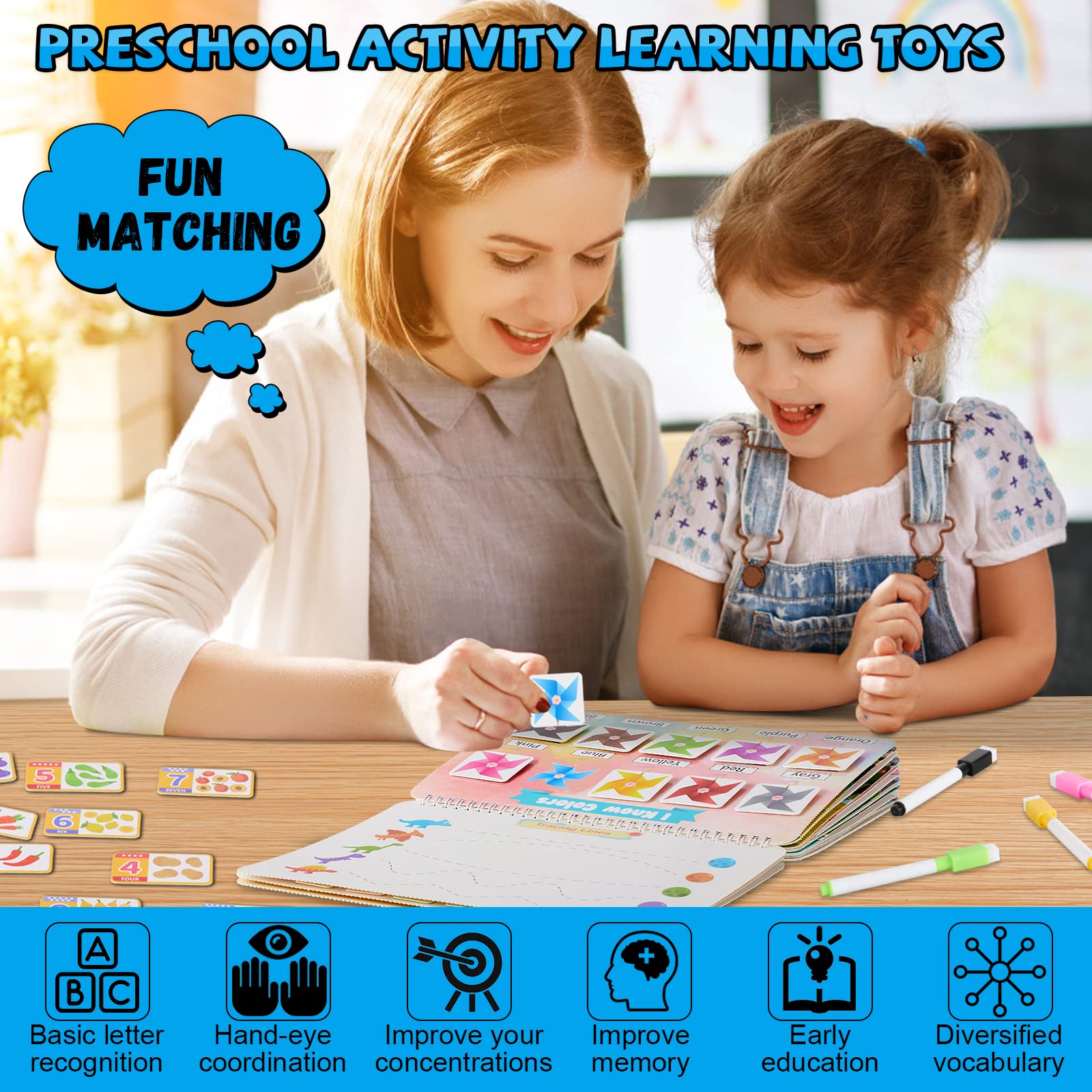 Huijing Montessori Preschool Learning Activities Busy Book - 29 Themes Educational Workbook for Toddlers, Autism Sensory Toys & Montessori Materials | Perfect for Homeschooling, Classroom & Travel Learning