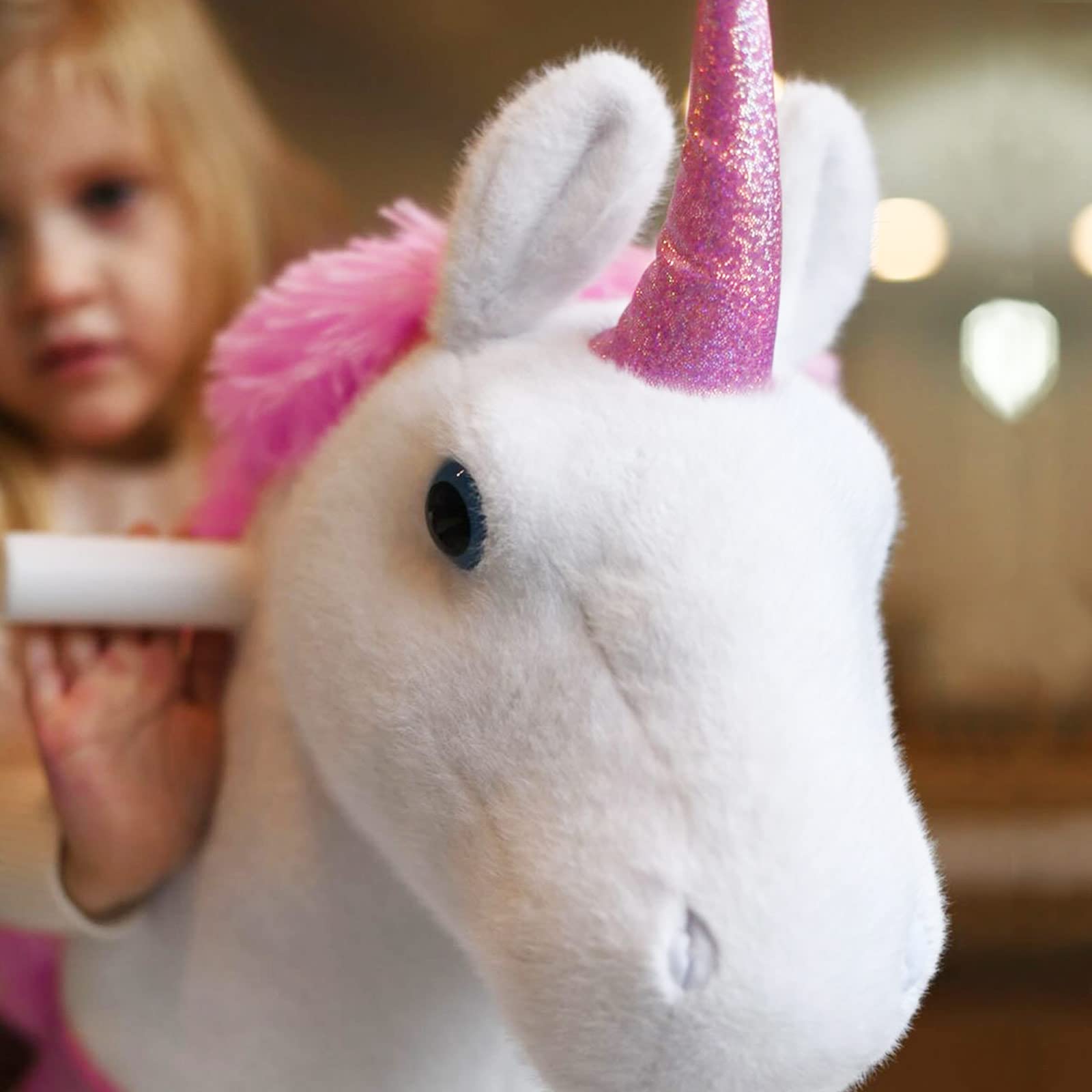 WondeRides Pink Unicorn Ride-On Toy for Girls Ages 4-9 | 36-Inch Walking Pony with Giddy-Up Motion | Medium Size 4 | Perfect for Birthday Gifts, Outdoor Play & Pretend Play Adventures