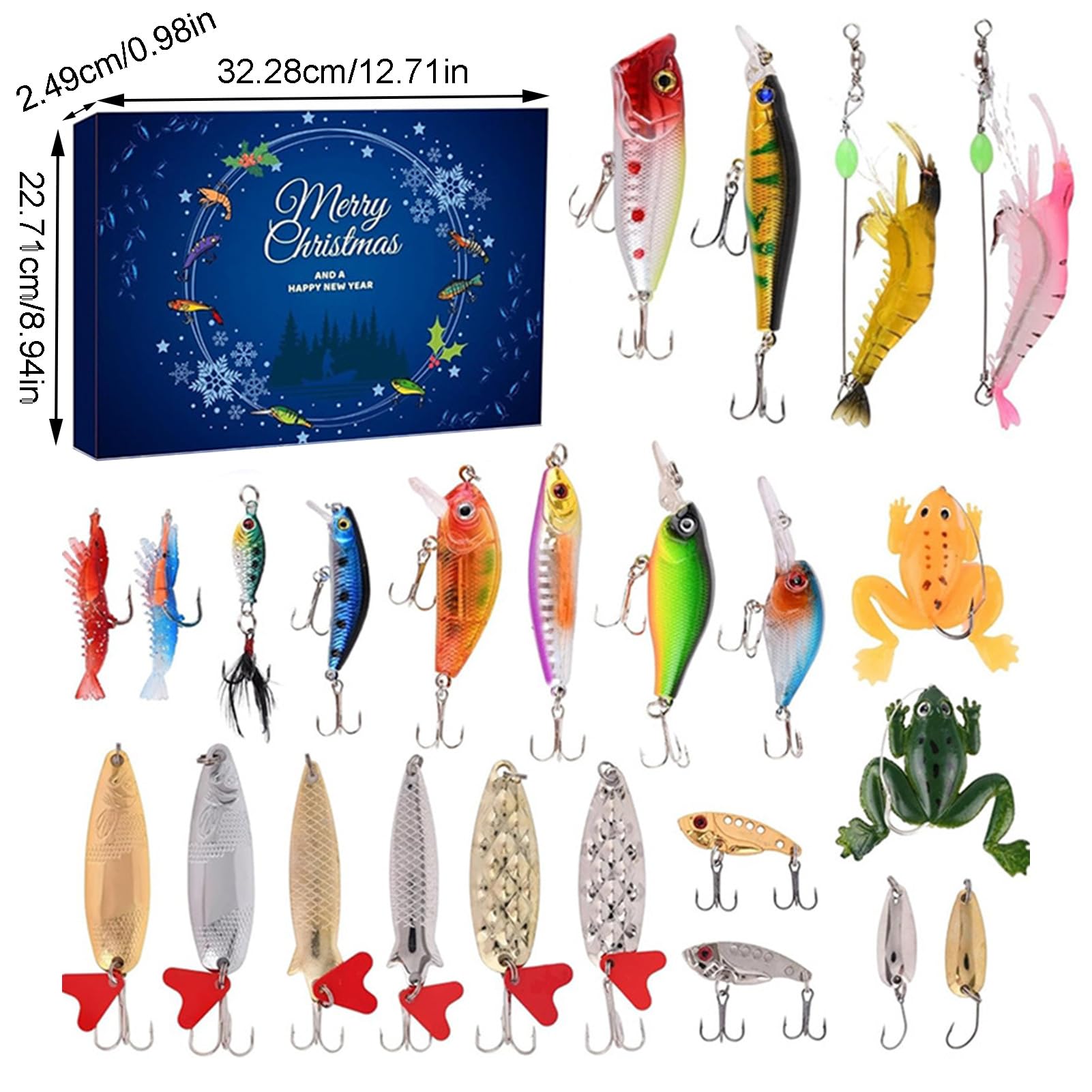 **24-Day Fishing Lure Advent Calendar – Christmas Countdown Gift for Anglers, Men, Teen Boys | Perfect for Holiday Stocking Stuffers, Secret Santa & Fishing Enthusiasts**