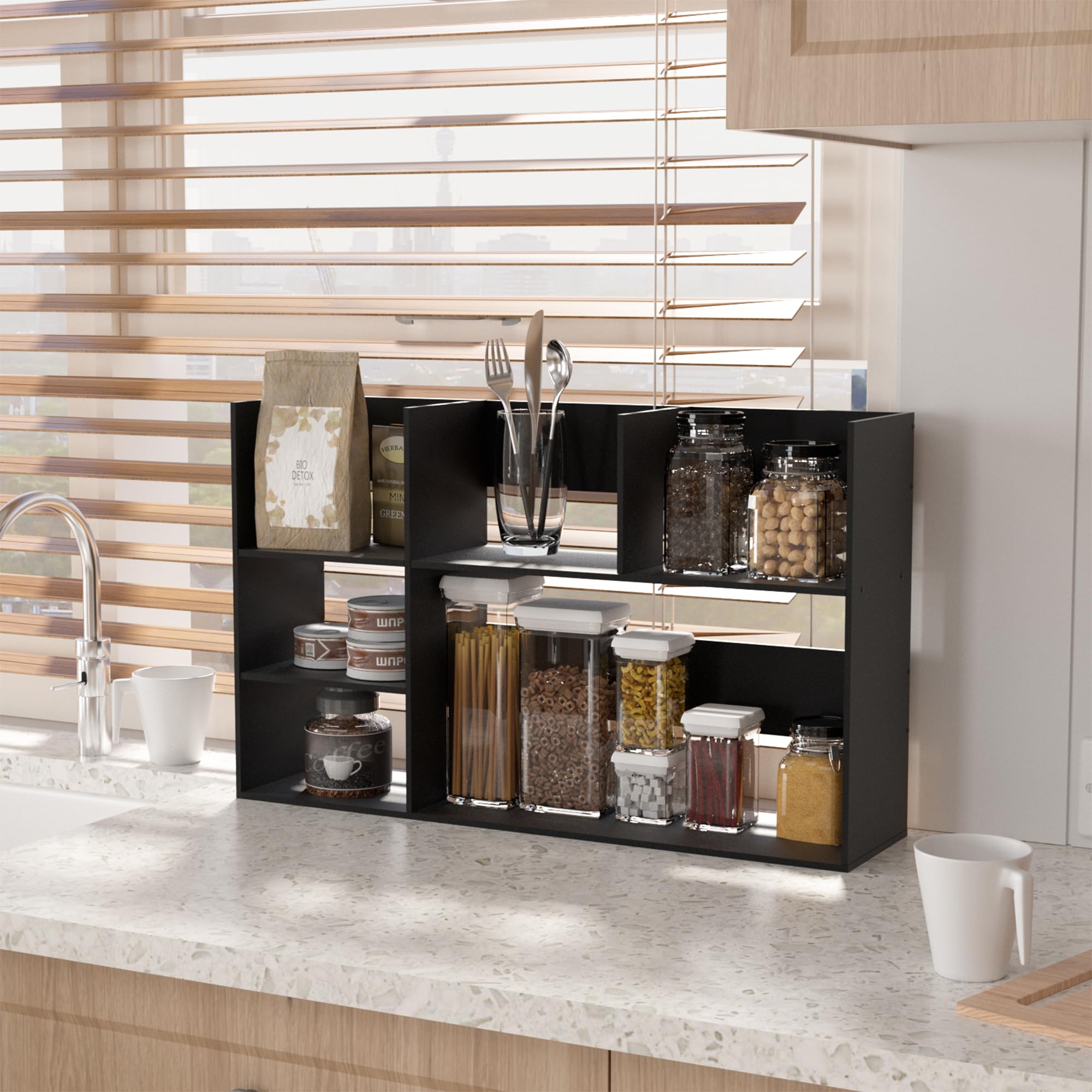 Extra Large Desk Organizer Shelves for Office & Home - Multi-Tier Storage Rack with Shelves | Office Organization Must Haves | Perfect for Desk, Countertop & Workspace Accessories (Black)