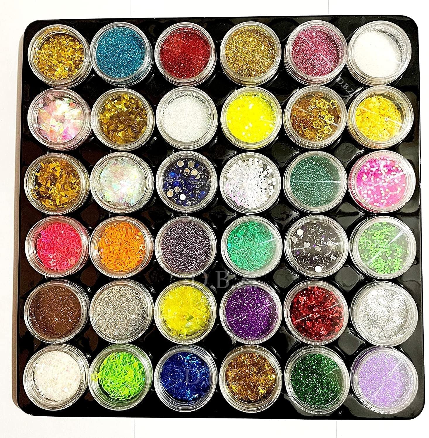 3D Nail Art Charms - 36 Pcs Multicolor Glitter Powder Dust for Sparkling Nail Designs | DIY Nail Decoration & Manicure Accessories | Perfect for Parties, Weddings, and Special Occasions