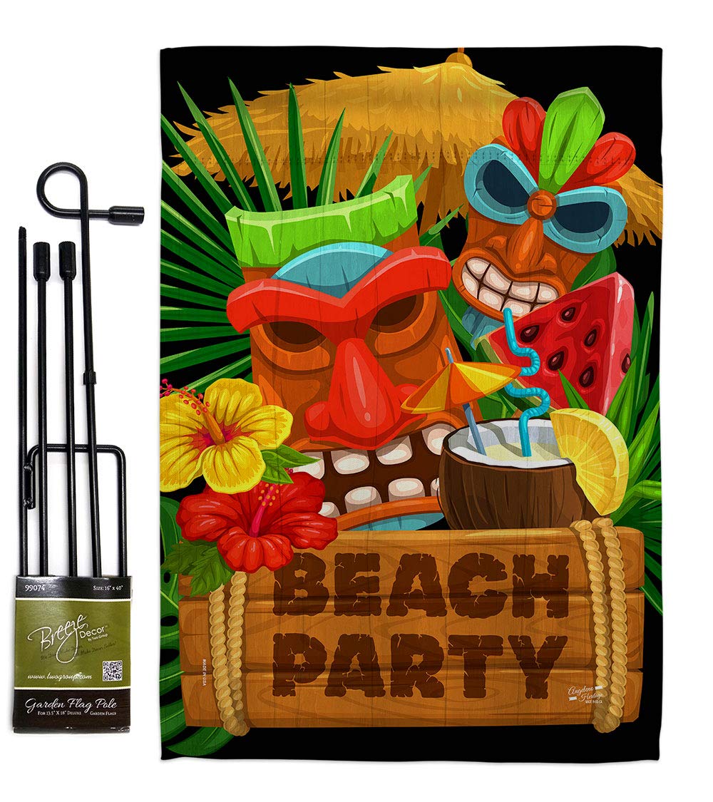 Tiki Party Beach Flag Set - Tropical Coastal Decor for Outdoor Summer