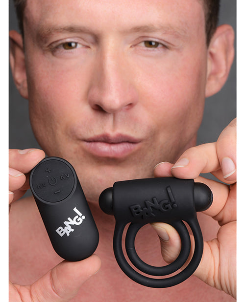 Premium Rechargeable Silicone Cock Ring & Bullet Vibrator with Remote Control - Black - Enhance Intimacy & Couples Play for Ultimate Pleasure
