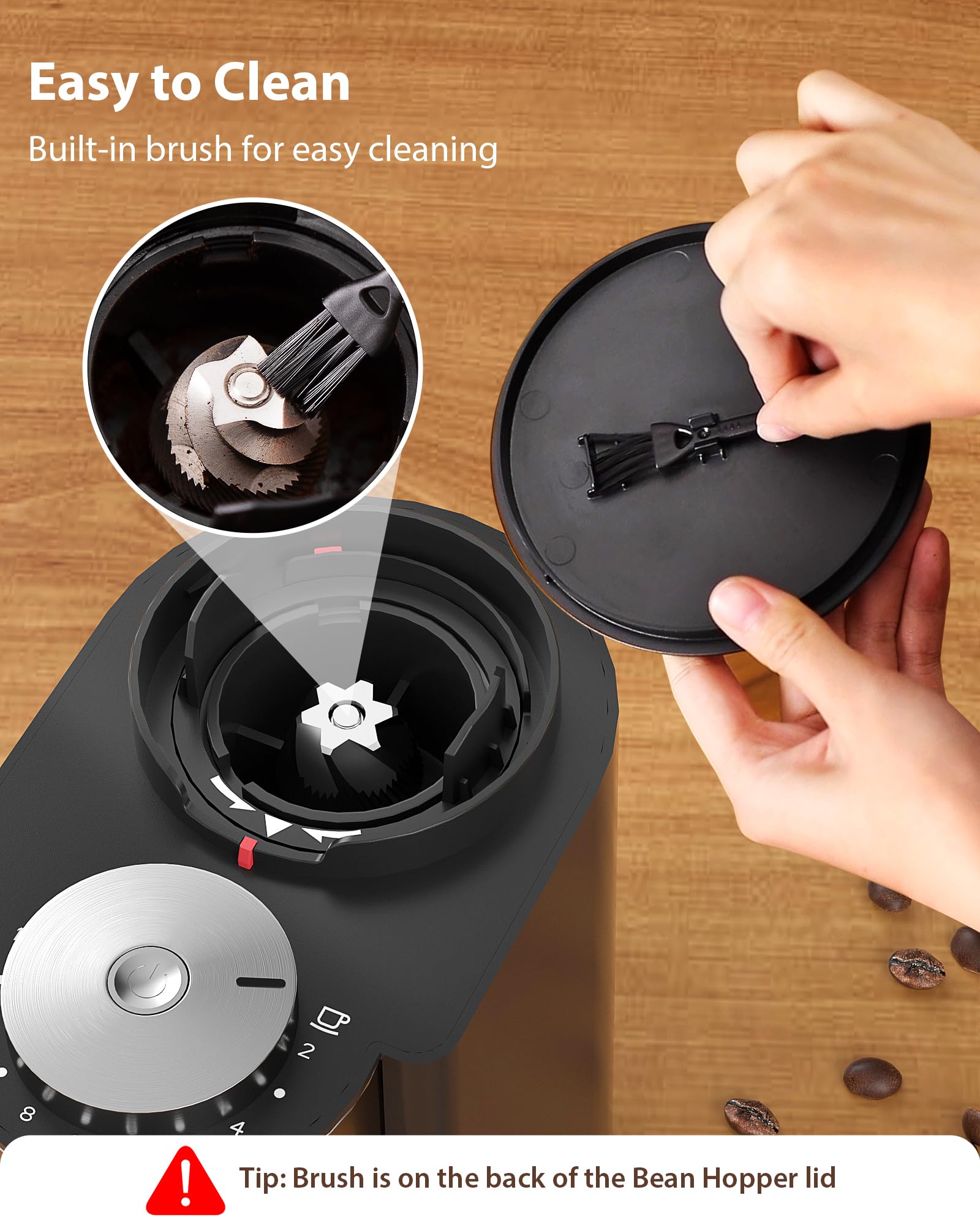 Premium Electric Conical Burr Coffee Grinder - 25 Precise Grind Settings, 2-12 Cup Timer, 3-Ear Portafilter Holder & Cleaning Brush - Perfect for Espresso, French Press & Drip Coffee at Home (Black)
