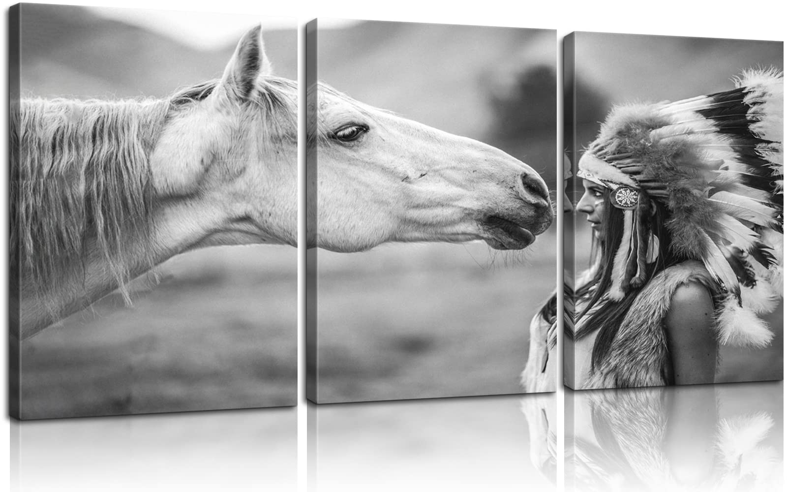 Authentic Native American Wall Art - Handcrafted Indian Girl & Horse Painting - 12''W x 16''H Canvas for Living Room & Bedroom Decor - Perfect for Southwestern, Boho & Rustic Home Styling