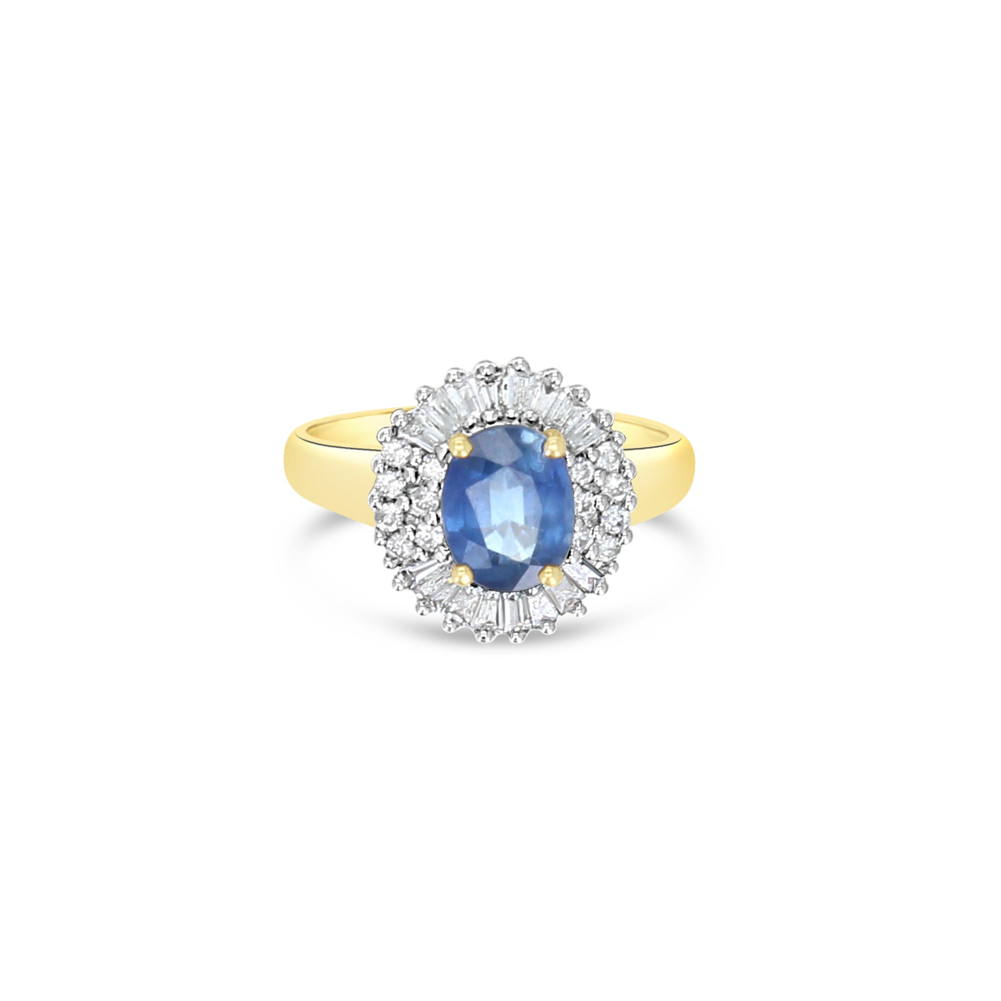 1.80cttw Sapphire & Diamond Engagement Ring - 14K Yellow Gold Wedding Band for Bridal & Anniversary Gifts