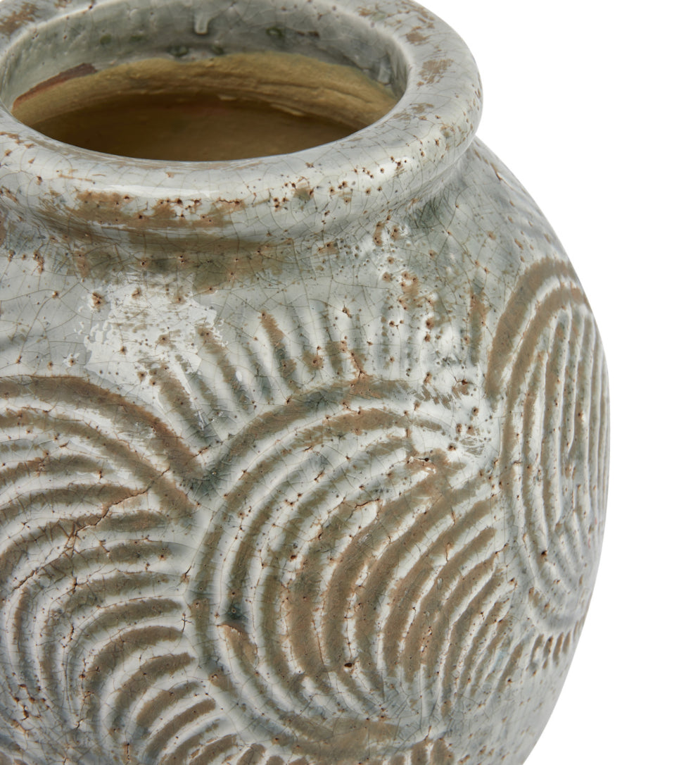 Distressed Blue Grey Ceramic Vase - Handmade Farmhouse Decor for Living Room, Dining Table, or Wedding Centerpiece