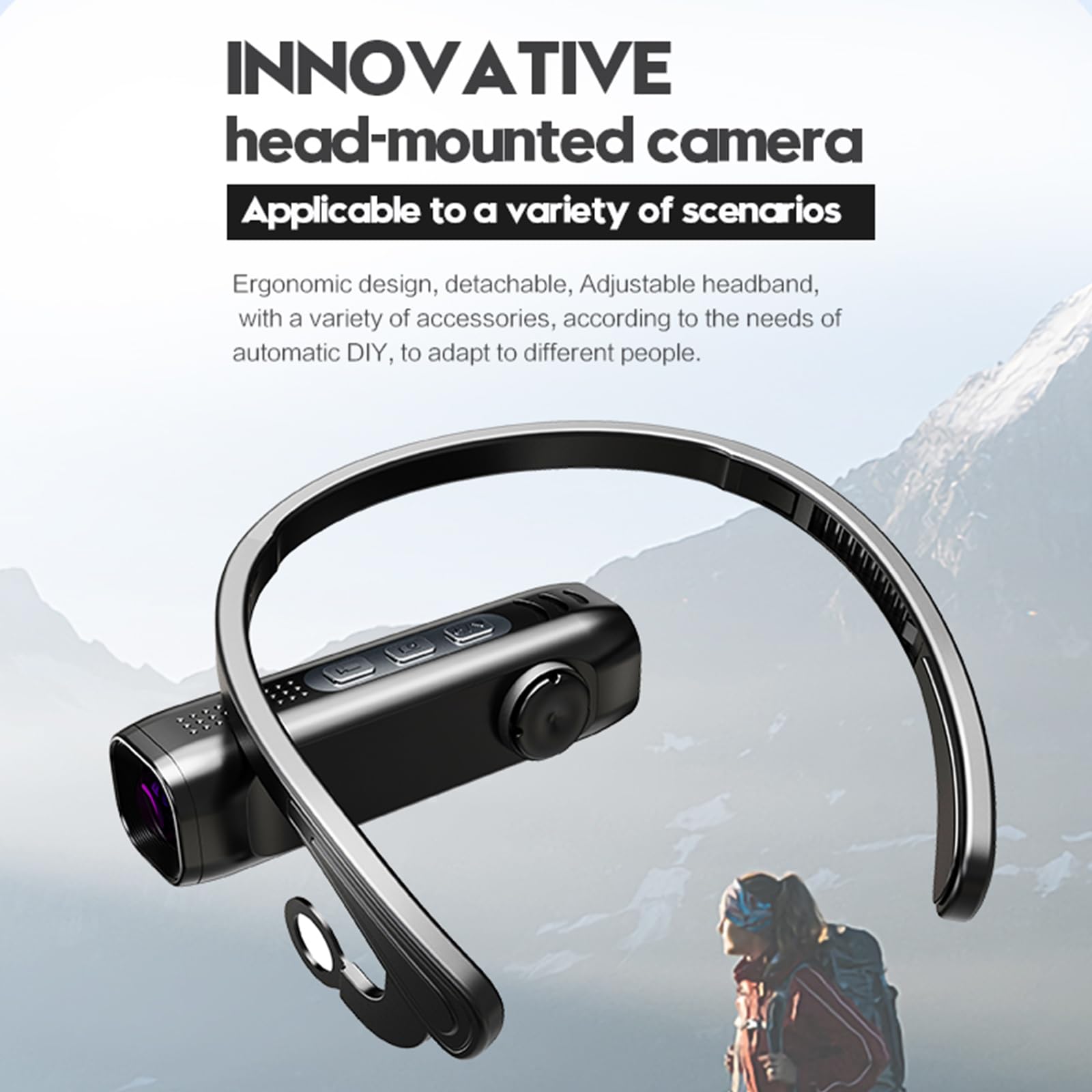 4K Wearable Action Camera with WiFi & APP Control - 2200mAh Rechargeable Sports Camera for Vlogging, Cycling, Skiing & Outdoor Adventures - Head-Mounted HD Webcam for YouTube Videos & Live Streaming