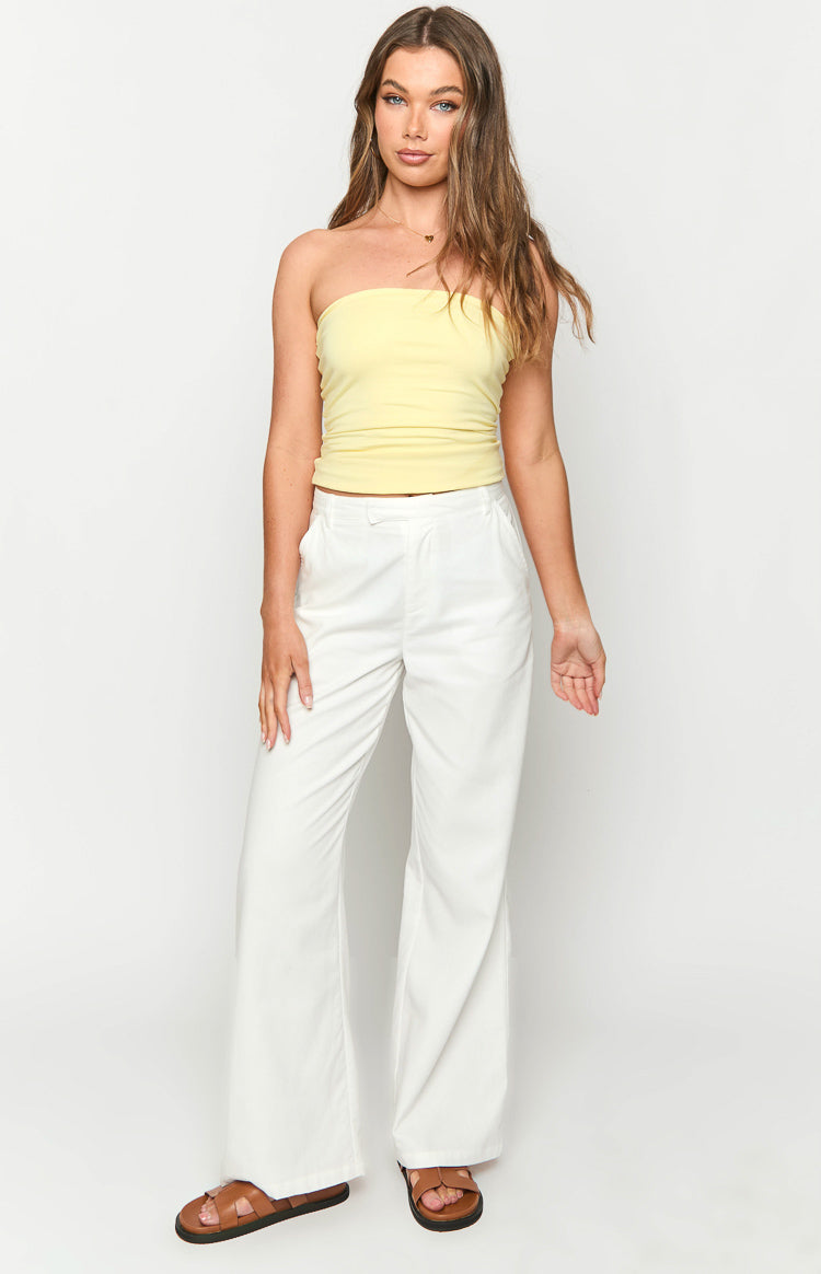 Premium Cabo White Linen Blend Pants for Women - Breathable Summer Trousers with Elastic Waist - Perfect for Beach Vacations, Resort Wear & Casual Outings