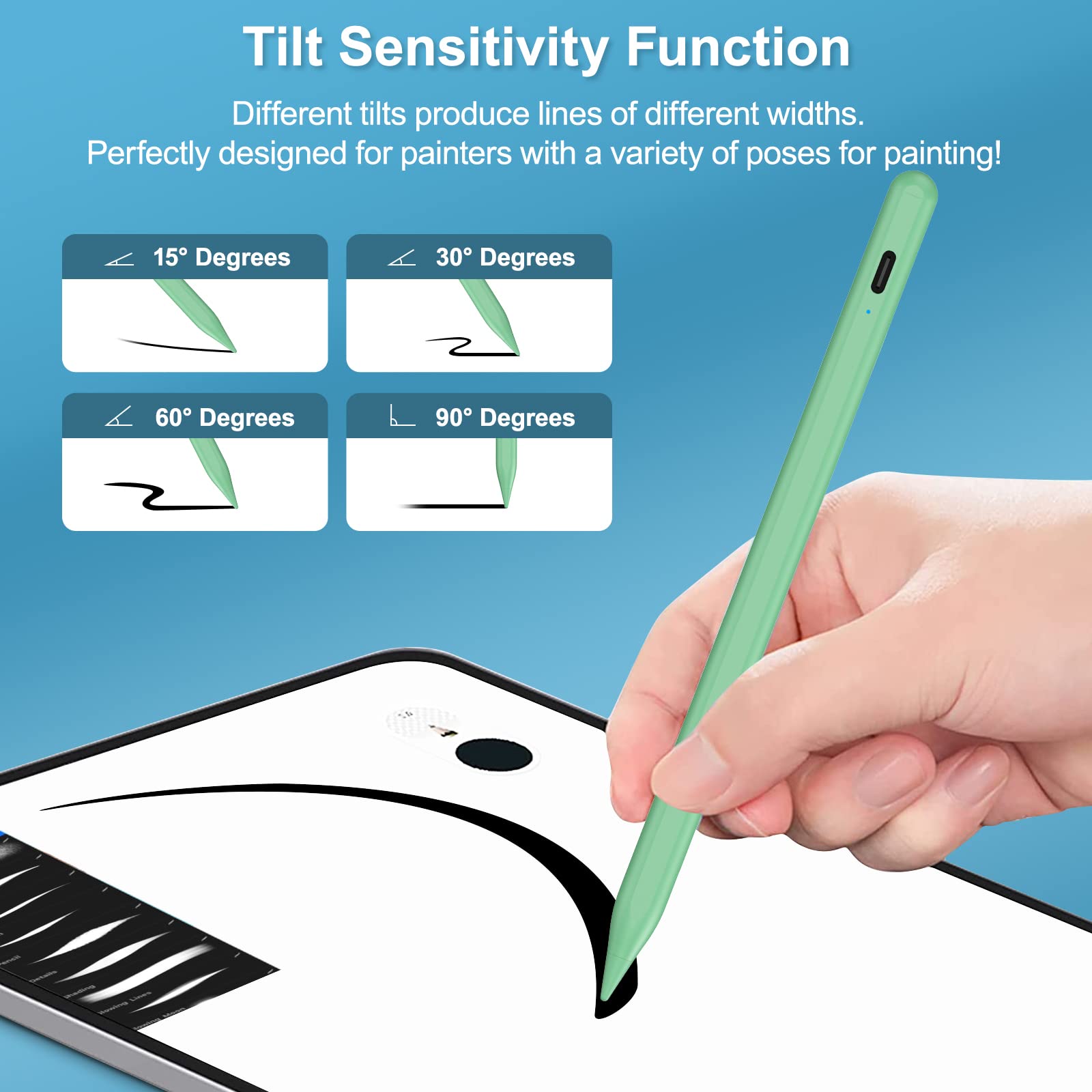 Fast Charging Stylus Pen for iPad 9th & 10th Generation - 5-Minute Quick Charge Digital Pencil - Compatible with iPad Pro 11/12.9 Inch (2018-2023), iPad 6-10 Gen, iPad Mini 5-6, iPad Air 3-5 - Green - Perfect for Drawing, Note-Taking & Professional Design Work