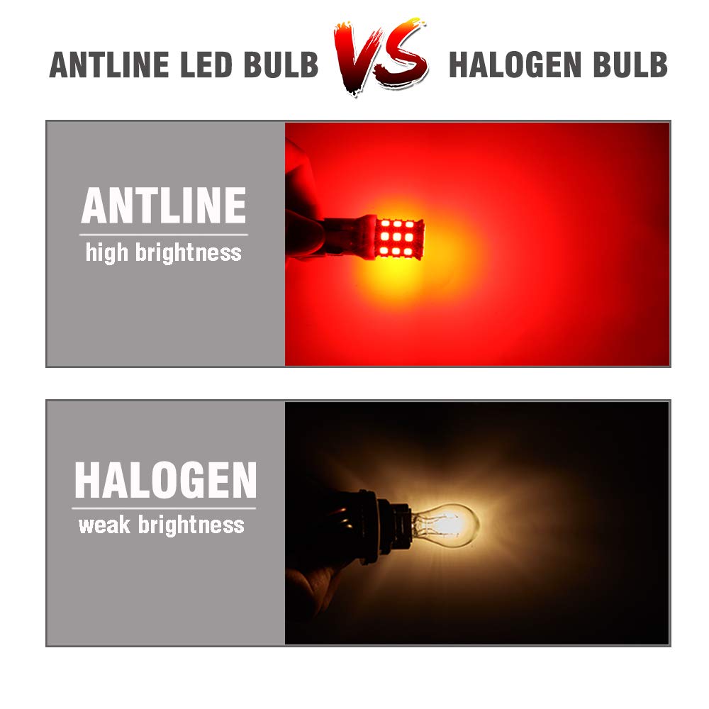 3157 3156 3057 4157 3056 LED Bulbs - Super Bright 600 Lumens, 12-24V Red LED Replacement Bulbs for Backup Reverse Lights, Tail Brake Lights, Turn Signal Lights (Pack of 4) - Perfect for Trucks, SUVs, Cars, and Motorcycles