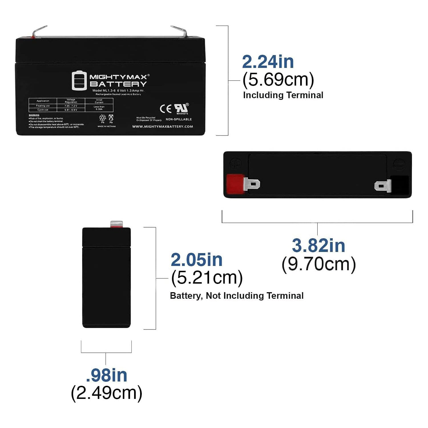 Mighty Max 6V 1.3AH Rechargeable Battery (2-Pack) - Compatible with GE Simon XT Security Panel - Backup Power for Home Alarm Systems & Emergency Lighting