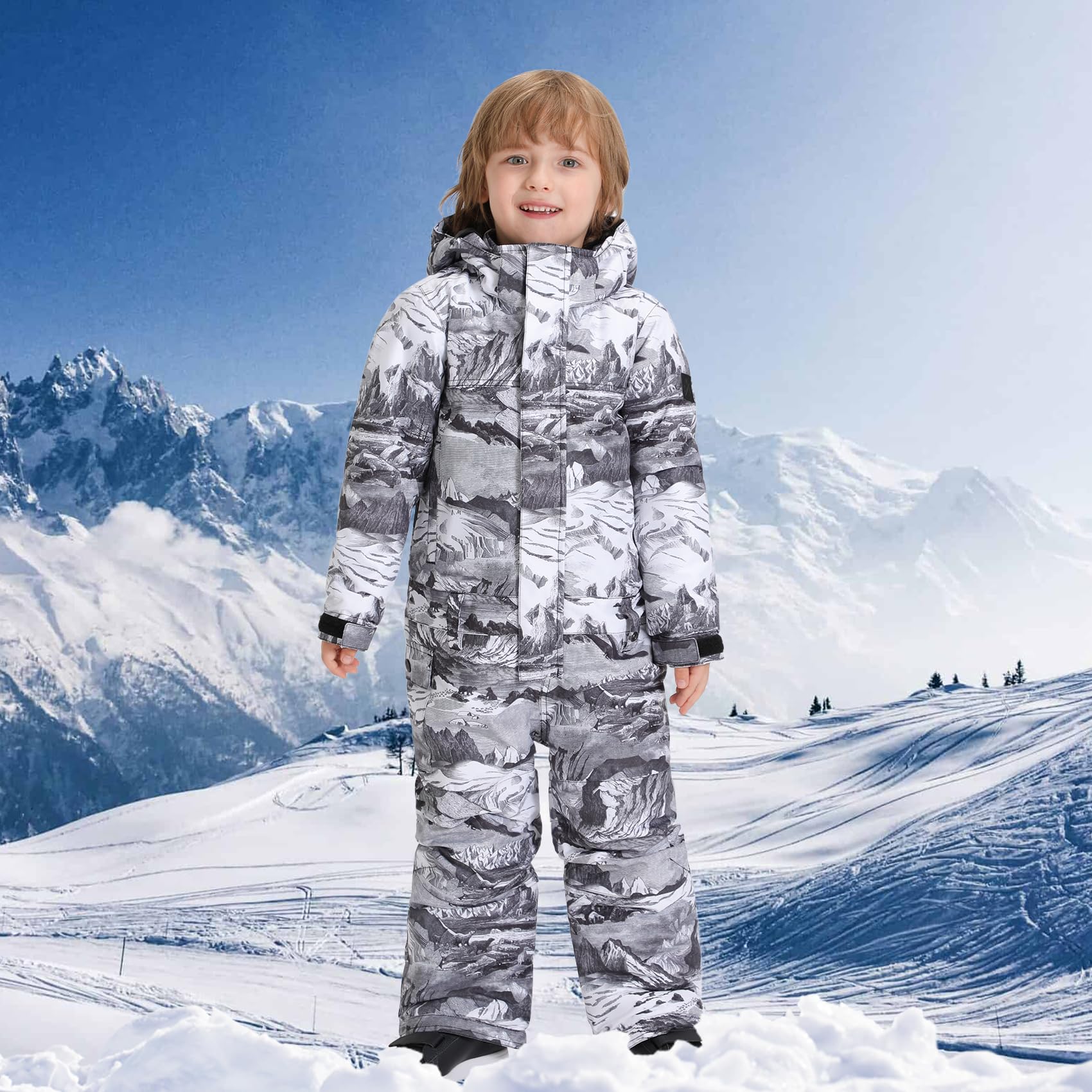 GSOU SNOW Kids Ski Suit - Waterproof & Windproof One-Piece Snowsuit for Boys & Girls - Snowboarding, Skiing & Winter Outdoor Activities