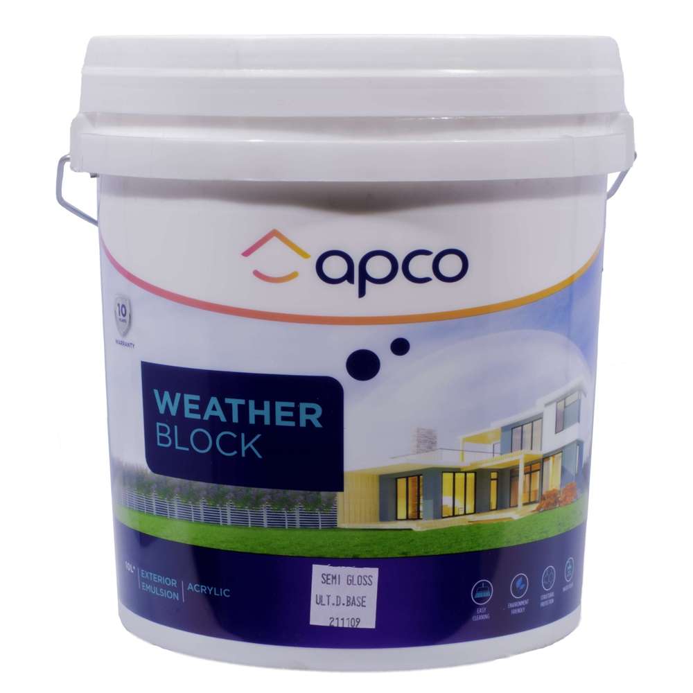 Apco Weatherblock Semi Gloss Acrylic Paint - Ultra Deep Base 10L (3.5 Gallon) for Exterior Walls, Wood & Metal Surfaces - Weather-Resistant Finish for Homes & Commercial Buildings