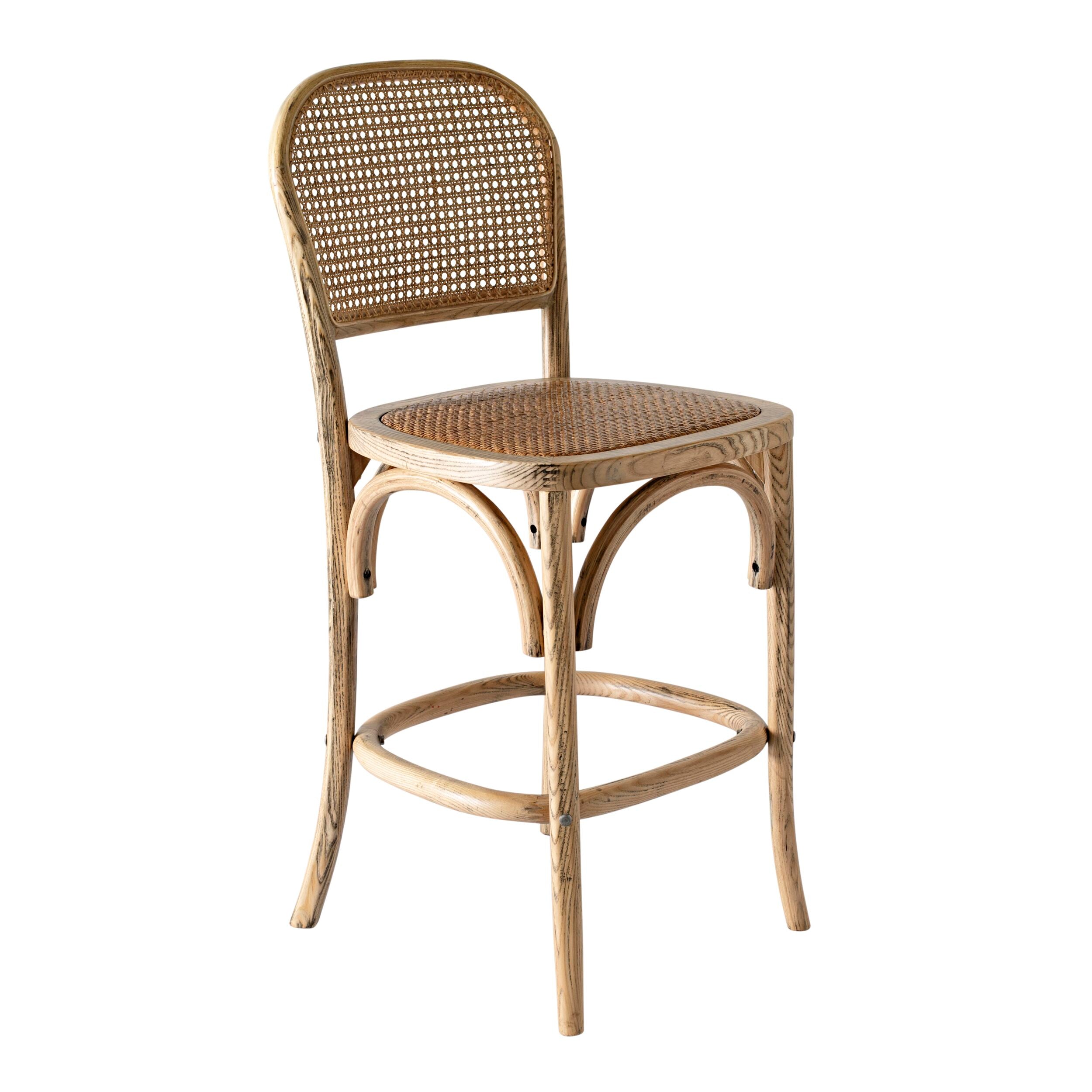 Premium Oak Bar Stool - Rustic Wood Counter Height Stool for Kitchen Island, Breakfast Nook & Home Bar - Comfortable & Durable Dining Stool