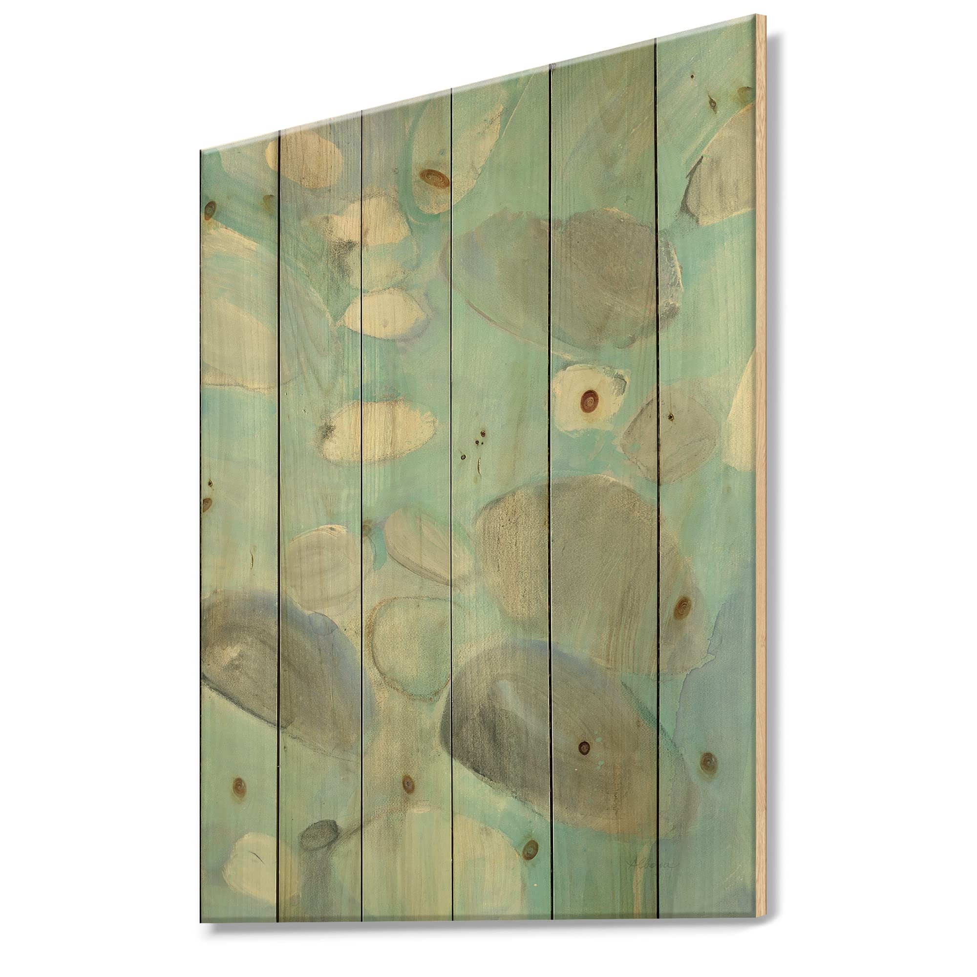 DesignQ Running Water II Traditional Wood Wall Decor - Blue Abstract Wood Wall Art Panel, Large Natural Pine Wood Print for Living Room, Bedroom & Office Decor