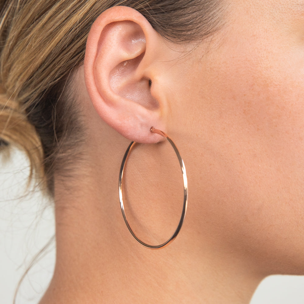 9ct Rose Gold 50mm Hoop Earrings for Women - Elegant European Made Jewelry for Everyday Wear & Special Occasions