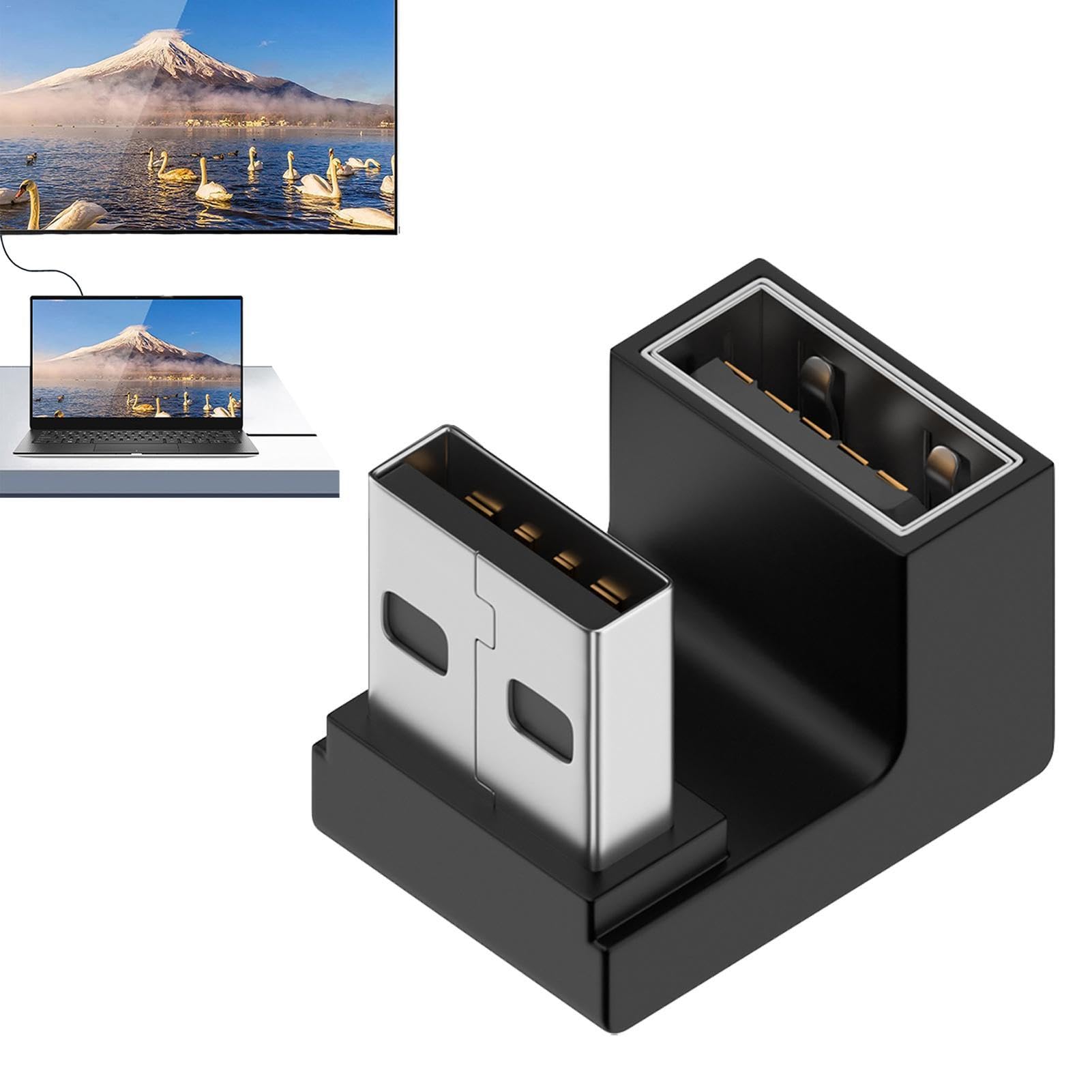USB 3.0 A Male to Female Adapter - 10Gbps High Speed Data Transfer, Right Angle L-Shaped USB Extender Connector for Laptop, PC, TV - Perfect for Tight Spaces & Cable Management