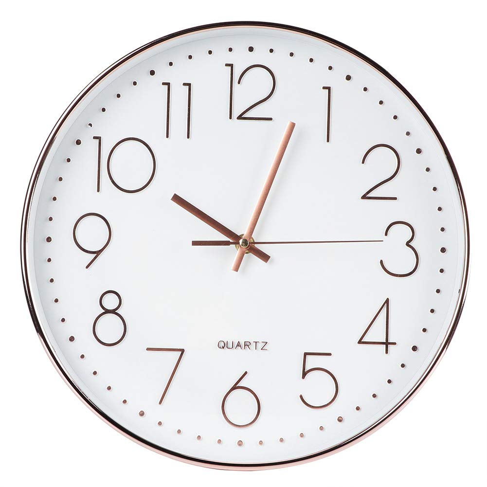 12 Inch Silent Non-Ticking Modern Wall Clock - Battery Operated Round Quartz Clock for Kitchen, Bathroom, Bedroom, Living Room & Office - Perfect Home Decor & Classic Digital Clock for Stylish Interiors