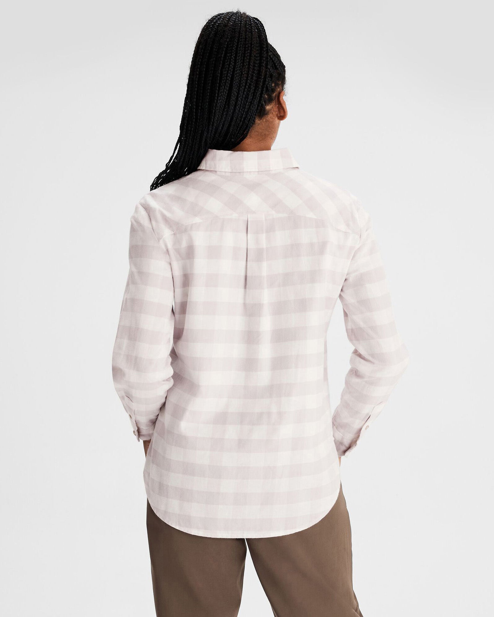 Women's Fyfe Flannel Shirt - Soft Plaid Button Down Top in Dove Gingham Pattern for Casual Wear & Outdoor Adventures