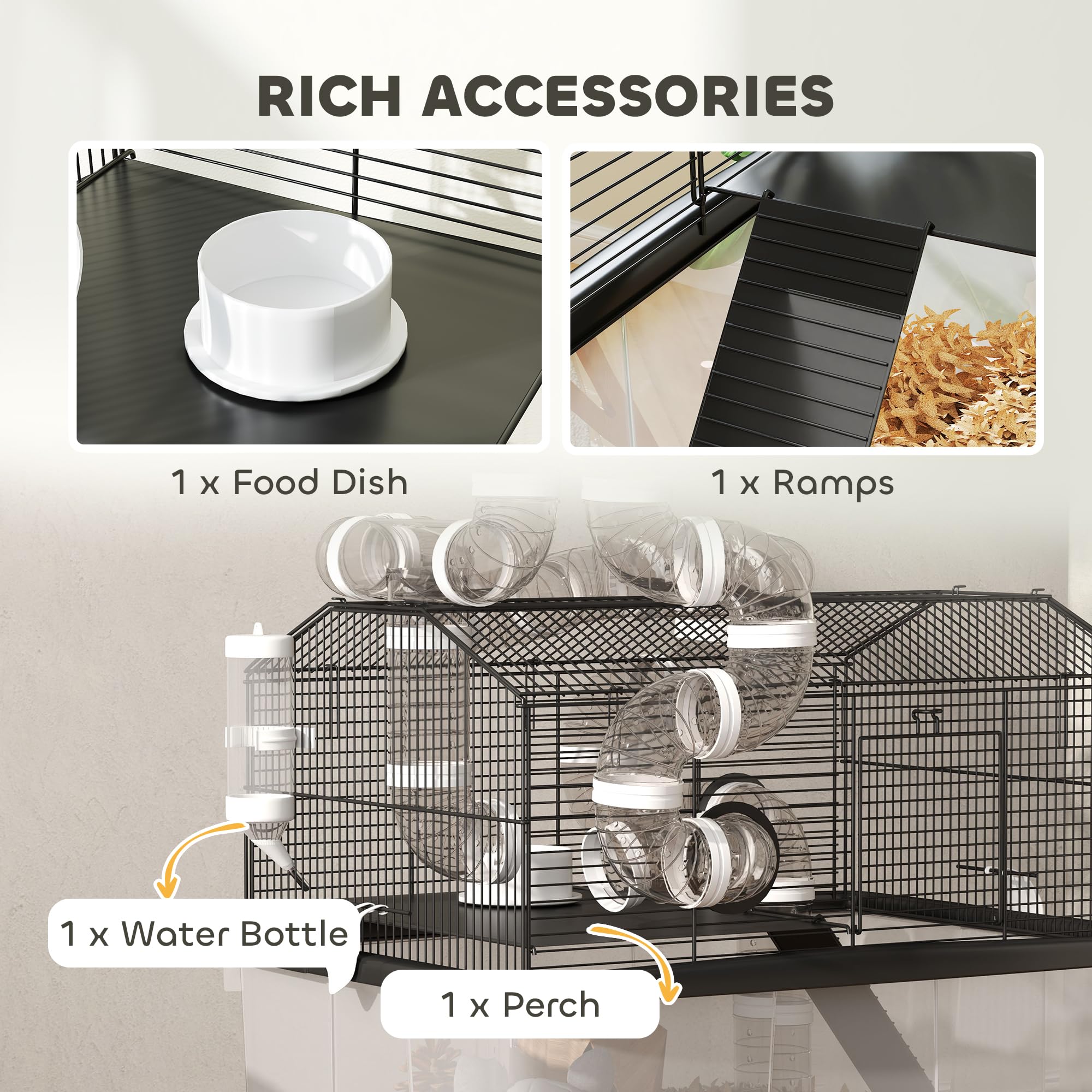 PawHut 2-Tier Large Hamster Cage with 12