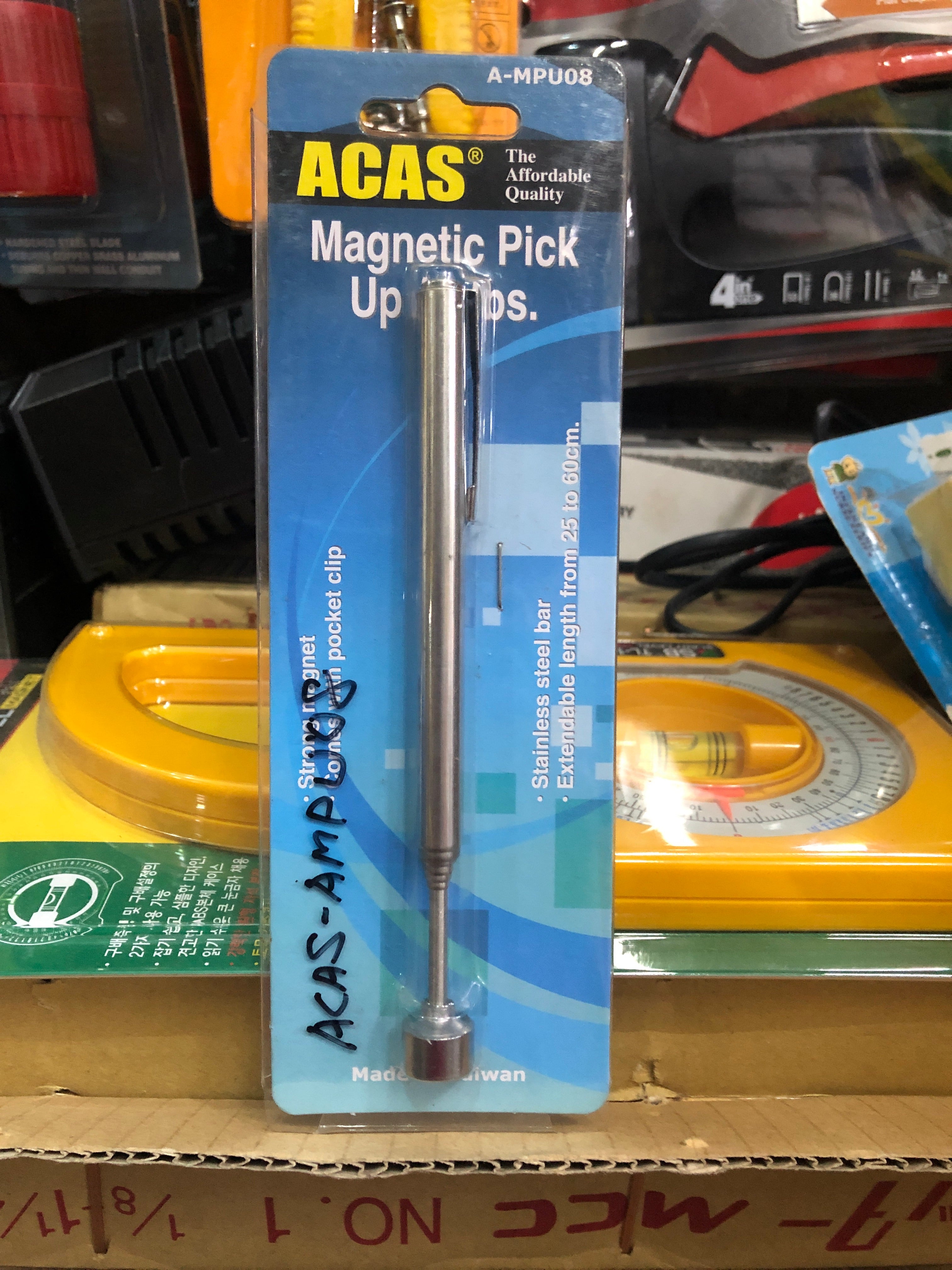 ACAS AMPU08 Magnetic Pick Up Tool with 8Lbs Capacity - Heavy Duty Magnet for Retrieving Metal Objects in Workshops, Garages & Construction Sites