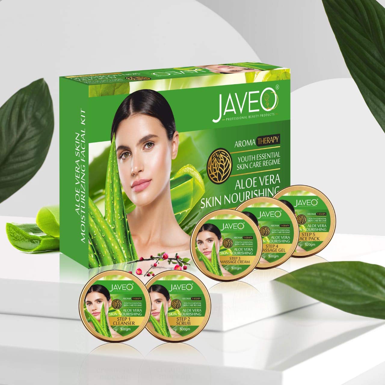 Javeo Aloe Vera Facial Kit for Skin Nourishment & Aromatherapy - Hydrating Face Care Set for Dry Skin, Spa Treatment at Home, Relaxation & Self-Care Routine