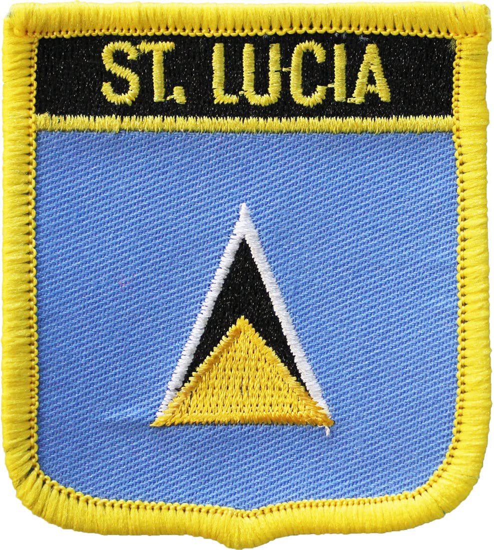 St. Lucia Flag Patch - Embroidered Country Shield Badge for Backpacks, Hats & Jackets | Perfect for Travel, Souvenirs & National Pride
