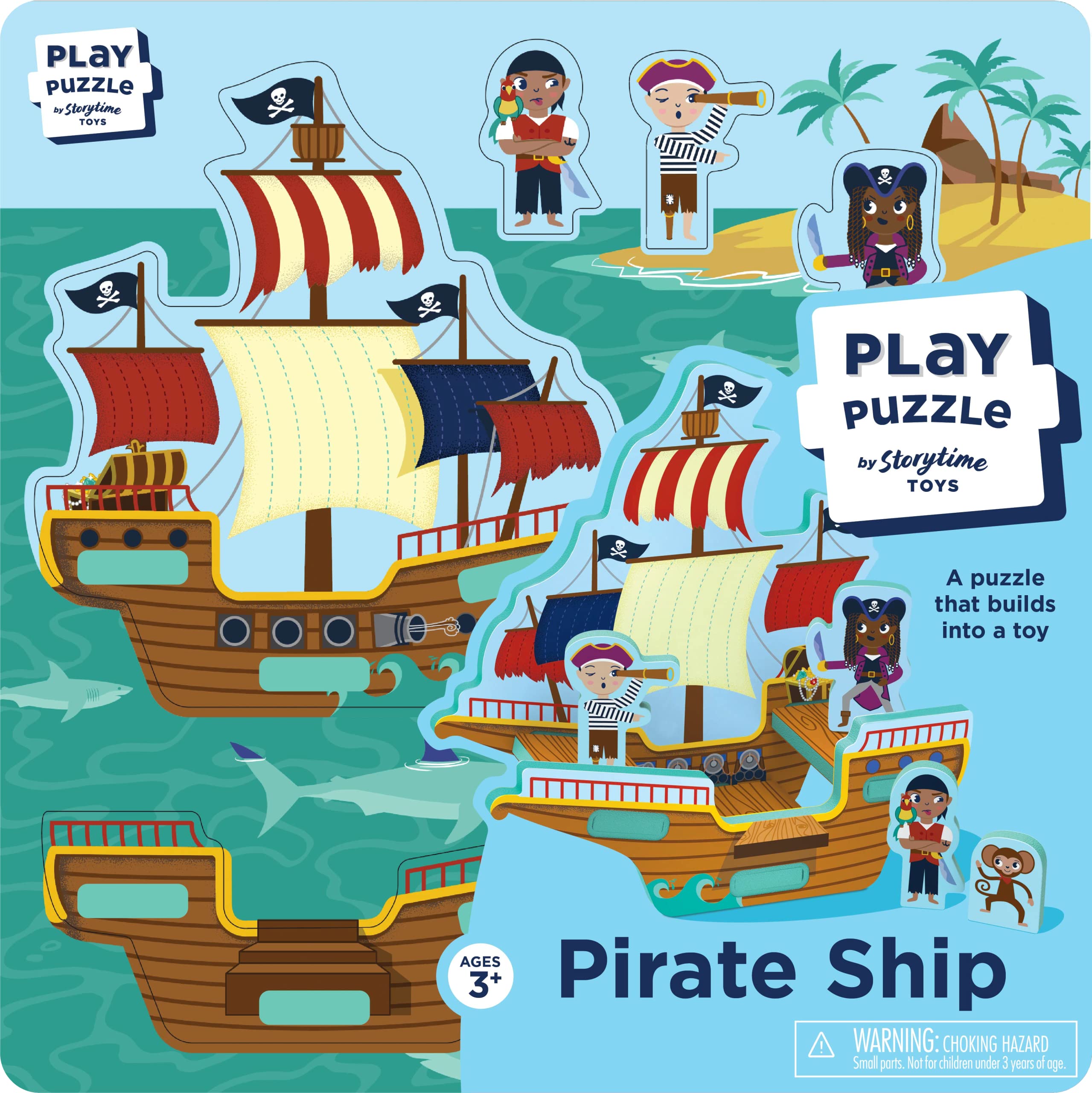 STORYTIME TOYS Pirate Ship Play Puzzle - Wooden Educational Toy for Kids Ages 3-6 | Interactive Learning Game for Preschoolers | Perfect for Imaginative Play, Birthday Gifts & Classroom Activities
