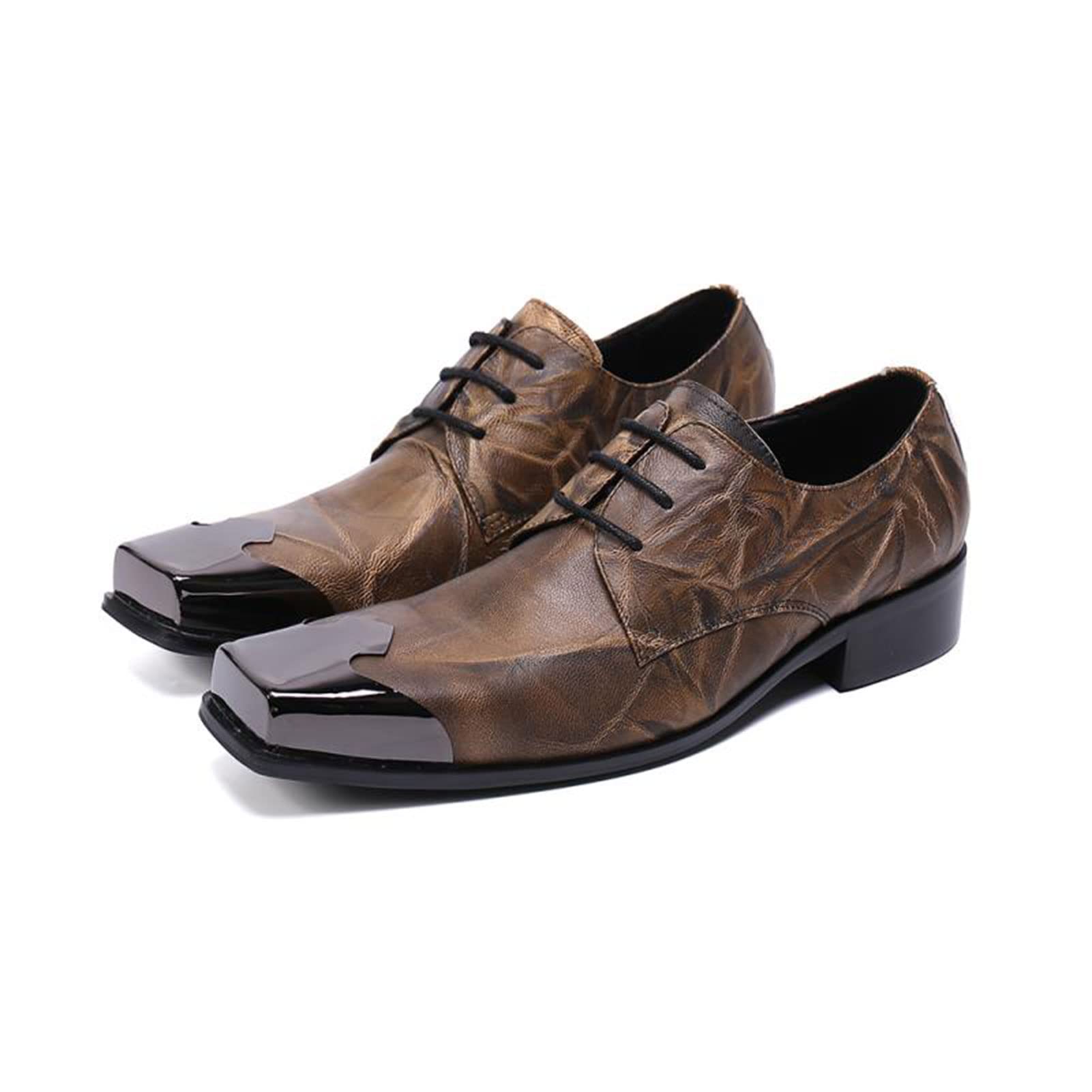 Men's Brown Low-Top Dress Shoes - British Style Casual Wedding Shoes for Men, Size 6.5 | Trendy & Comfortable Formal Footwear for Weddings, Office, and Special Occasions