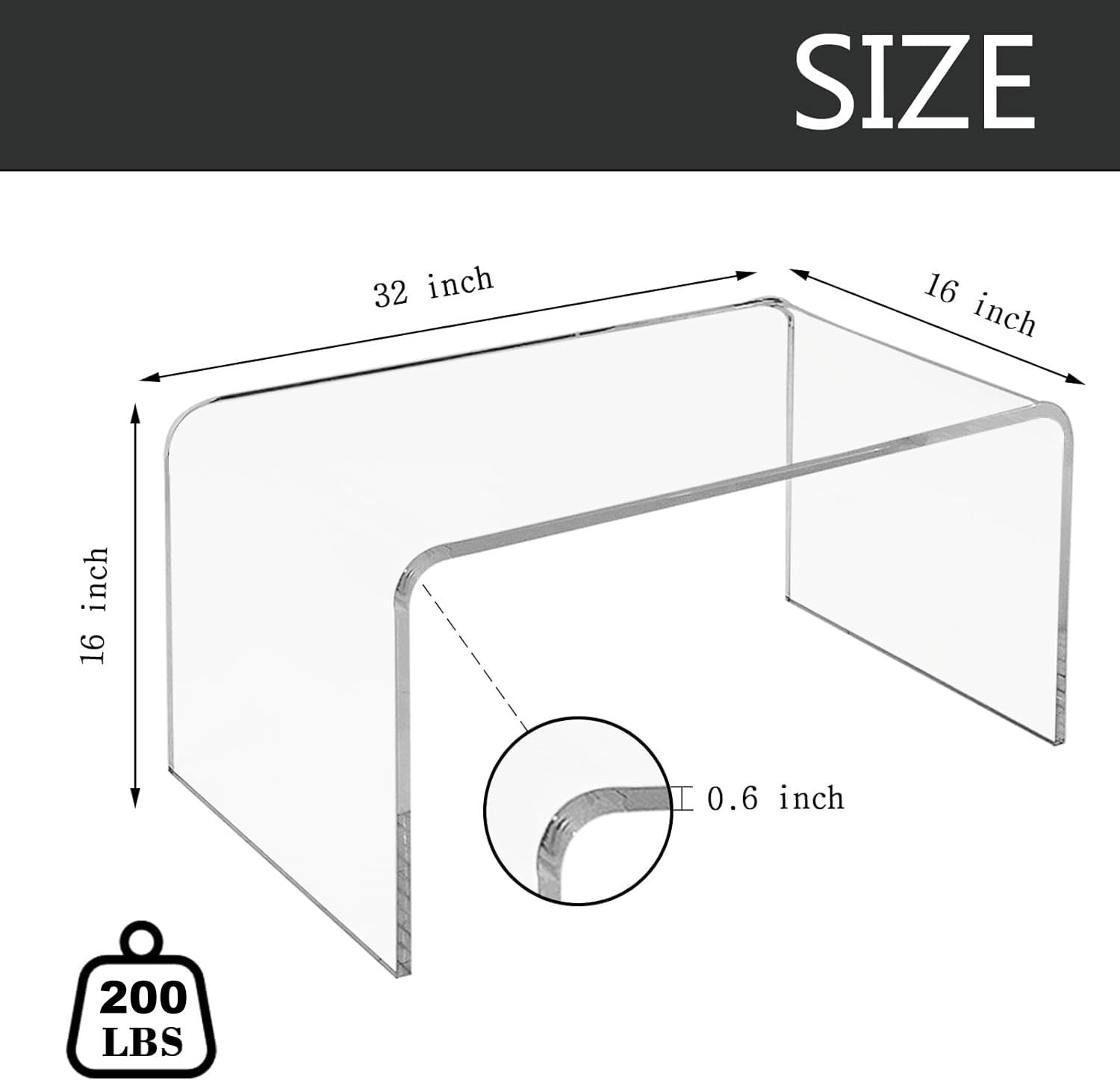 Modern Clear Acrylic Coffee Table - 32