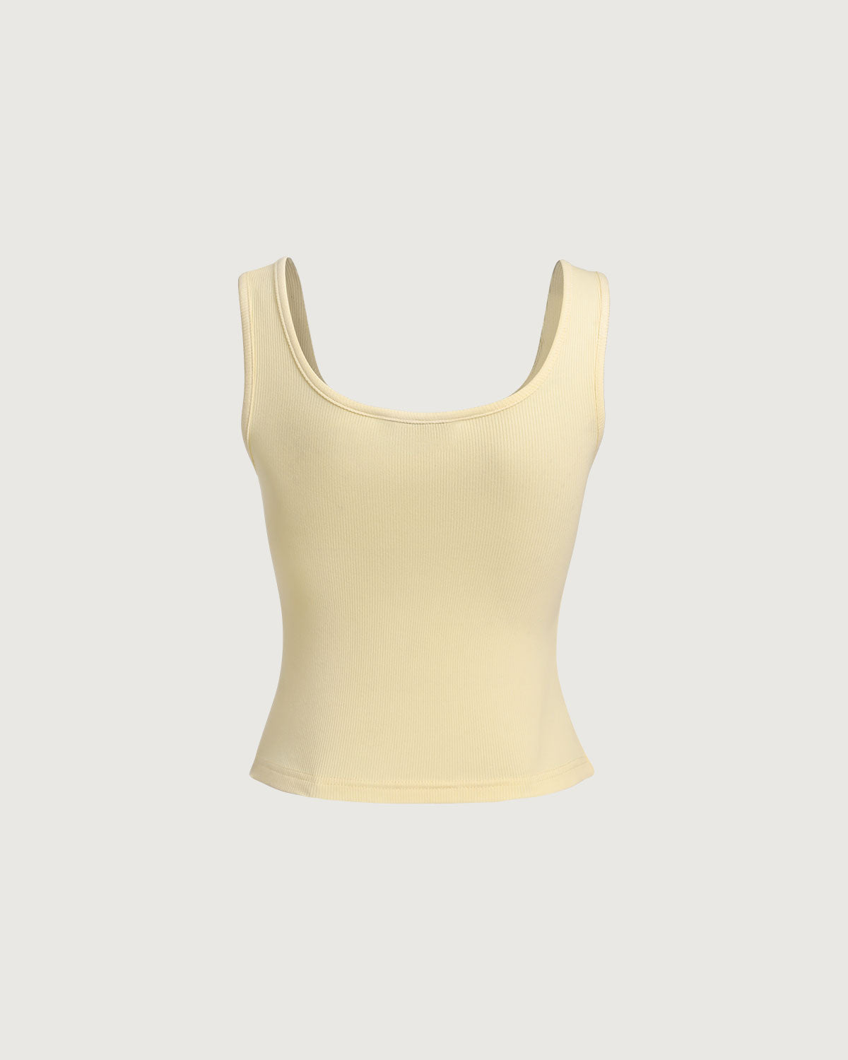 Yellow V-Neck Ribbed Knit Tank Top for Women - Summer Casual Stretch Sleeveless Shirt - Perfect for Beach, Vacation & Everyday Wear