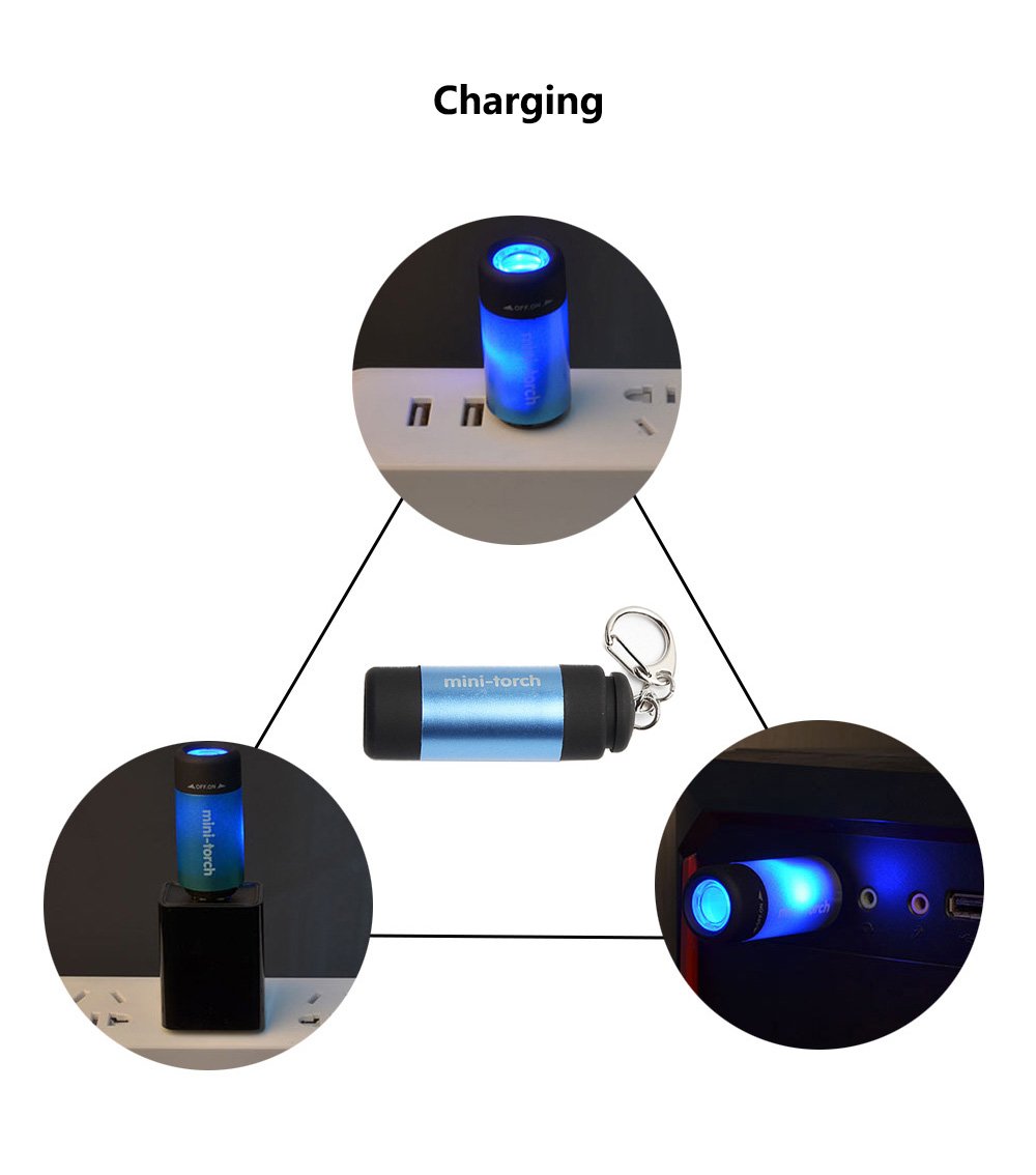 Mini Keychain Flashlight USB Rechargeable - 100 Lumens Super Bright Waterproof LED Torch, Portable Pocket Moon Lamp for Outdoor Activities - Perfect for Hiking, Camping, Cycling & Emergency Use