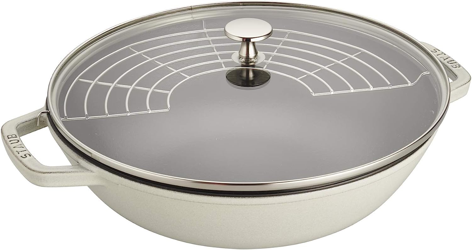Staub 4.5-Quart Cast Iron Dutch Oven with Lid - White Truffle Color - French-Made Enameled Cookware for Braising, Stewing & Baking - Perfect for Family Dinners & Entertaining (Serves 4-5)