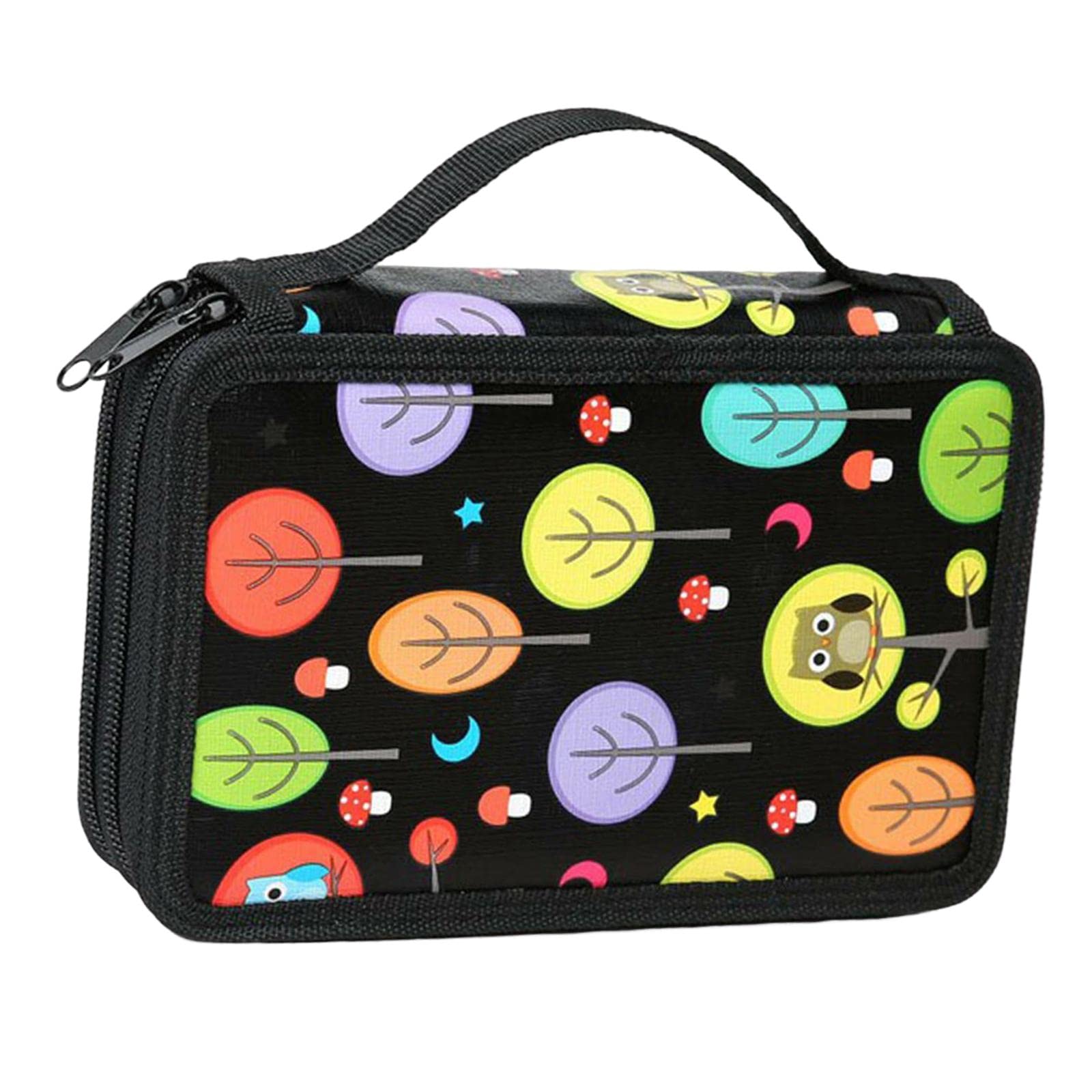 Yiju 72 Slots Pencil Organizer - Large Capacity Stationery Pouch & Makeup Case (20x12.5x8cm) for Watercolor Pencils, Art Supplies, Cosmetics - Perfect for School, Office & Travel Accessories (Black)