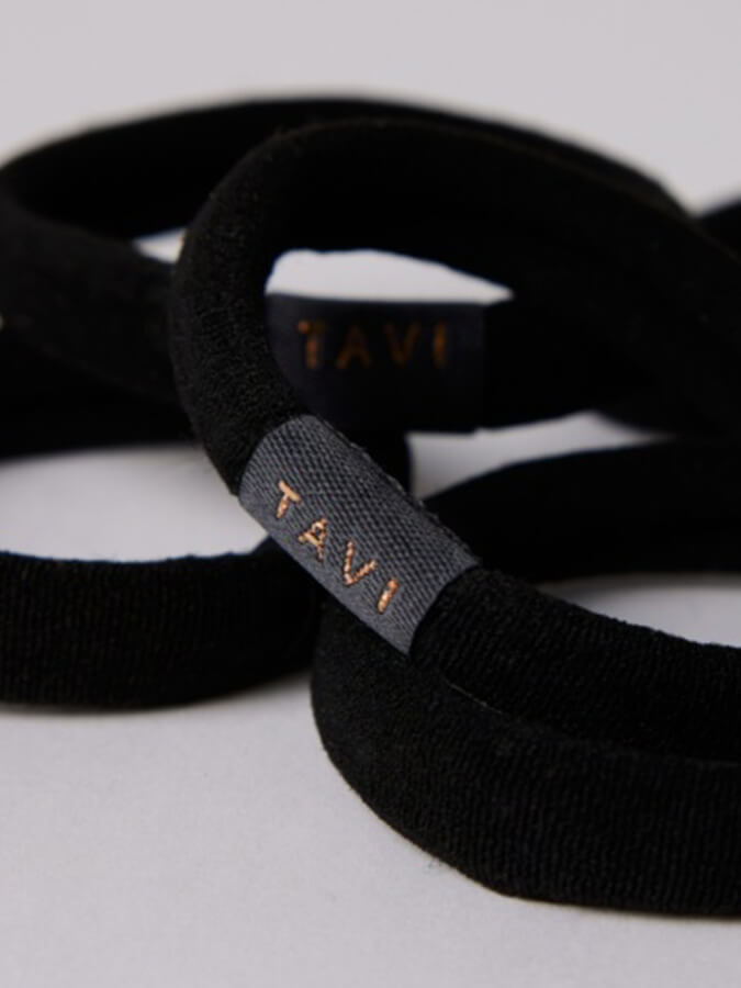 Tavi Hair Ties Ebony - One Size Adjustable Hair Bands for Women & Girls - Perfect for Ponytails, Braids, and Everyday Hairstyles