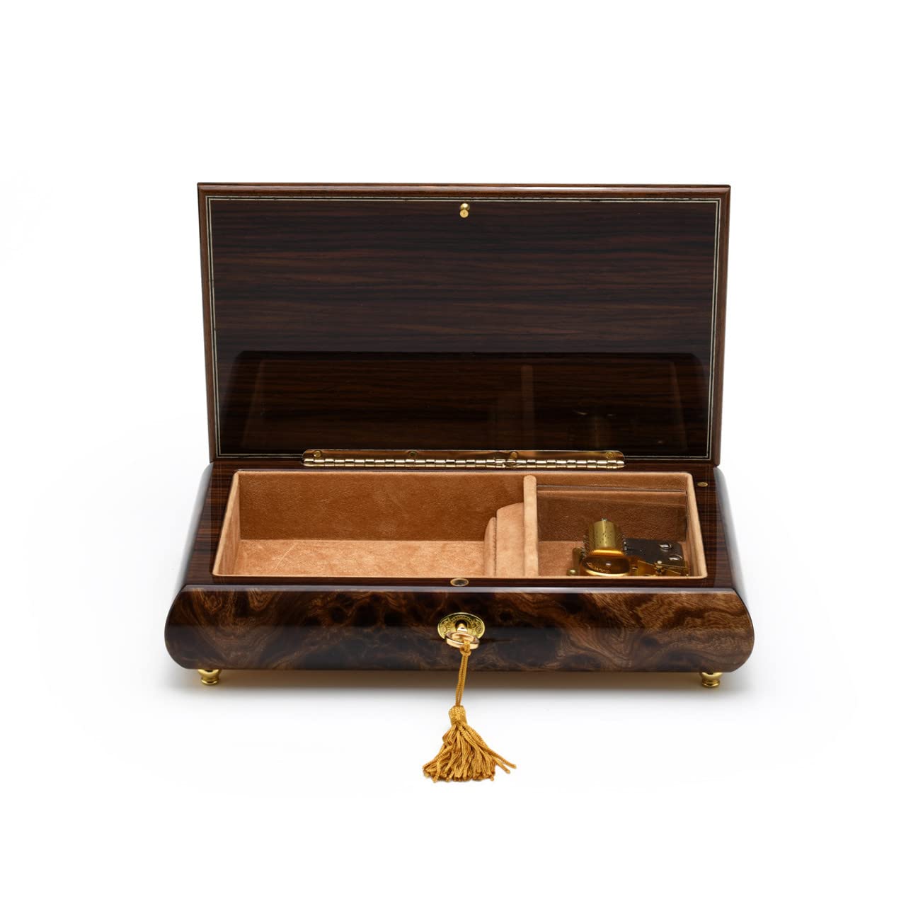 Exquisite Handcrafted Arabesque Wood Inlay 30-Note Musical Jewelry Box with Lock & Key - Perfect for Gift Giving, Wedding Keepsakes & Home Décor