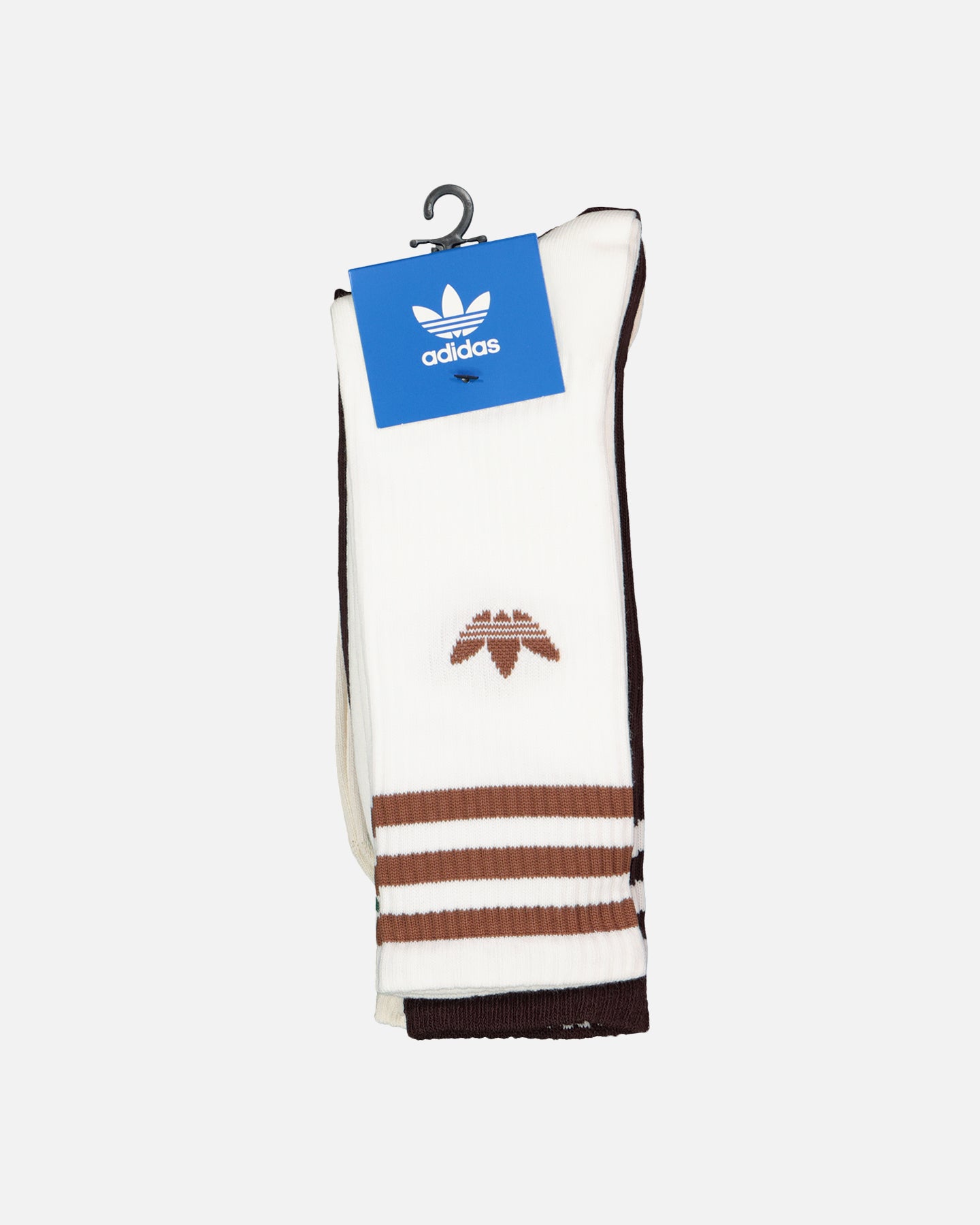 Adidas Solid Crew Socks 3-Pack (White/Shadow Brown/Wonder White) - Comfortable Athletic Socks for Men & Women - Perfect for Running, Gym & Everyday Wear