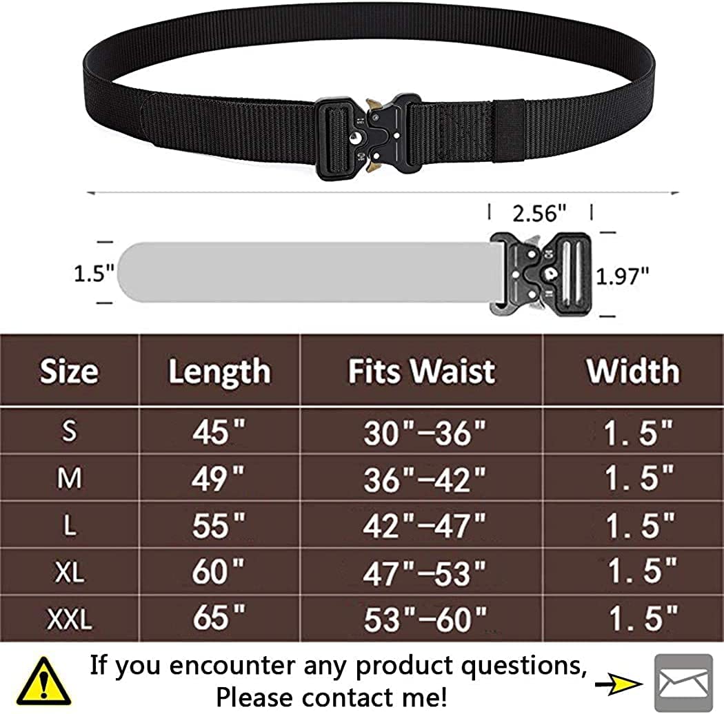 MOZETO Tactical Belt for Men - Heavy Duty Military Web Belt with Quick Release Metal Buckle - Perfect for Work, Hiking, Outdoor Adventures & Concealed Carry