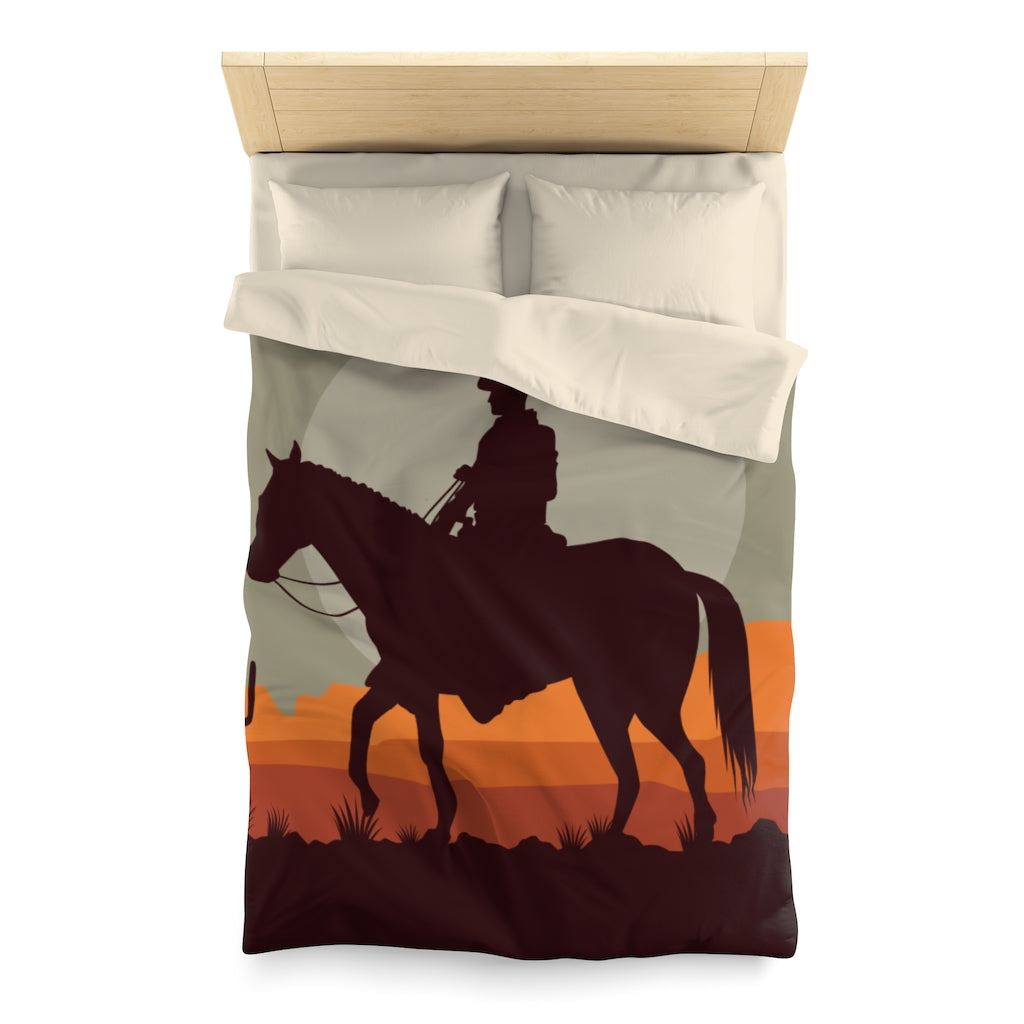 Cowboy Cowgirl Western Style Microfiber Duvet Cover Set - Rustic Bedding for Ranch, Farmhouse or Country Themed Bedroom Decor - Perfect for Western Lovers & Rodeo Enthusiasts