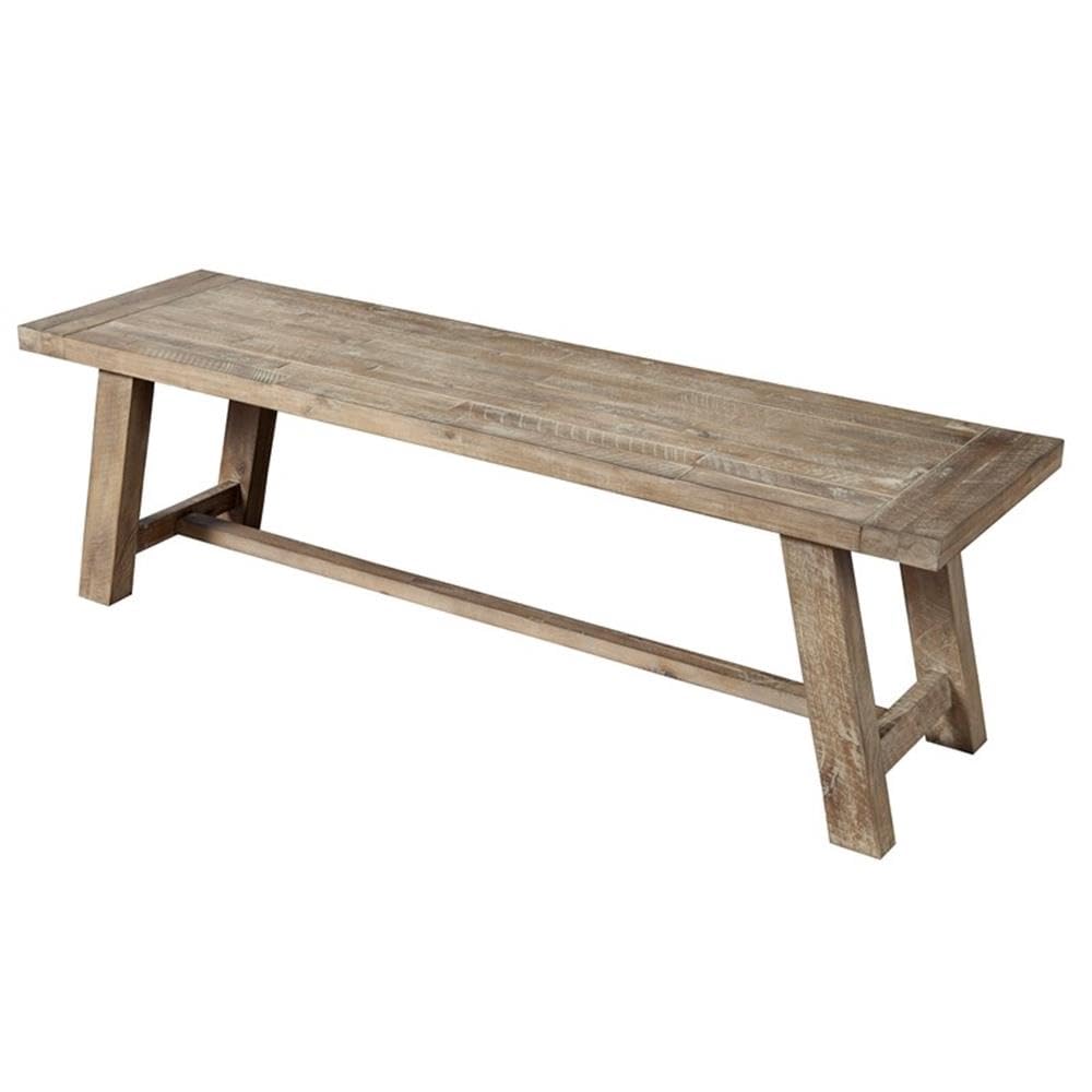 Alpine Furniture Newberry Acacia Wood Bench - Weather-Resistant Outdoor Patio Seating for Garden, Deck, or Porch - Weathered Natural Finish