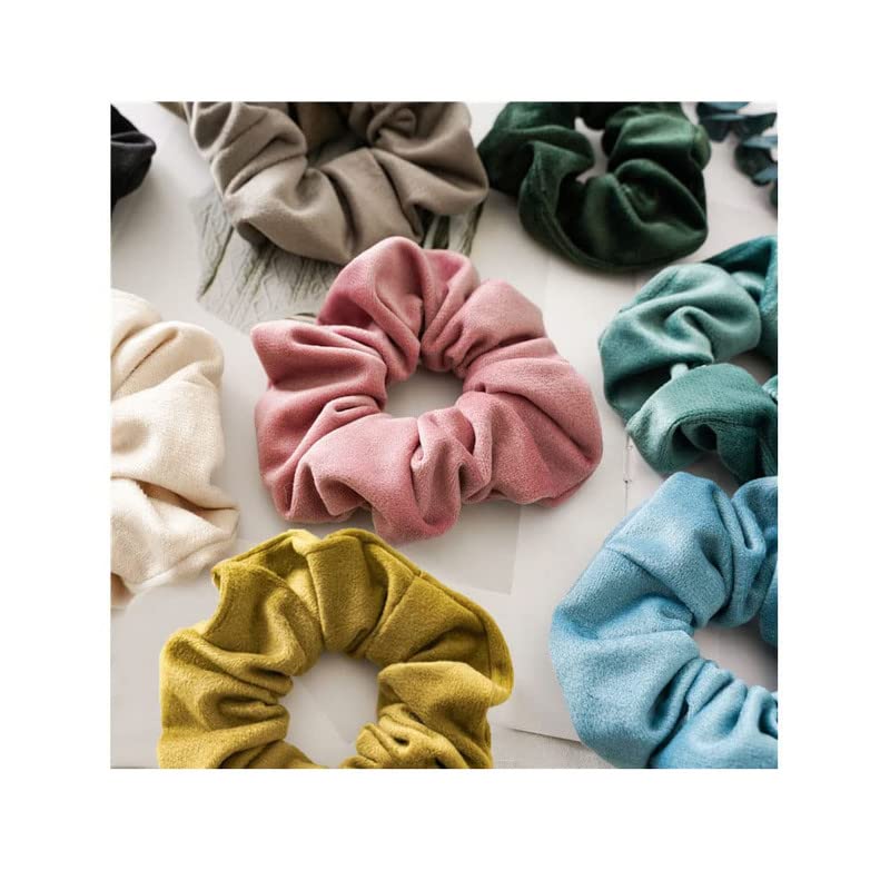 Shidara Velvet Scrunchies for Women - Soft Large Hair Ties, Ponytail Holders & Hair Bands (10-Piece Set, Multi-Color) - Perfect for Workouts, Office, and Everyday Styling