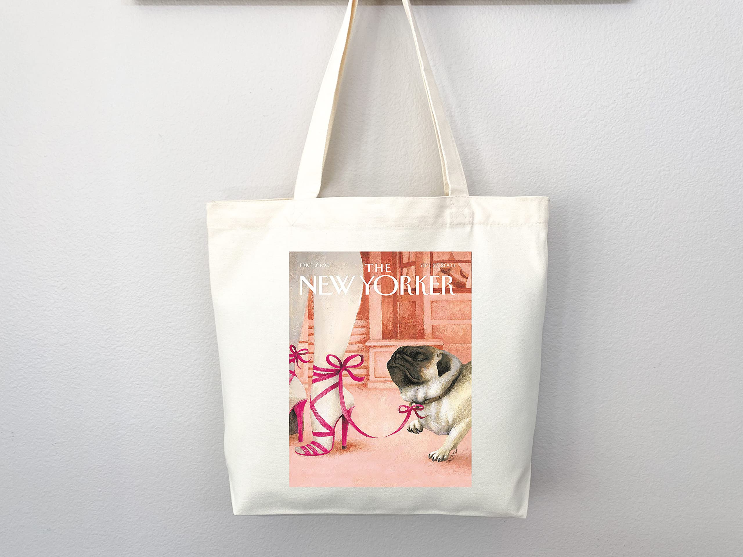 The New Yorker Tote Bag - Stylish Canvas Magazine Tote with Artistic Print, Aesthetic Everyday Carry Bag for Work, Shopping & Travel (Tote Bag Only)