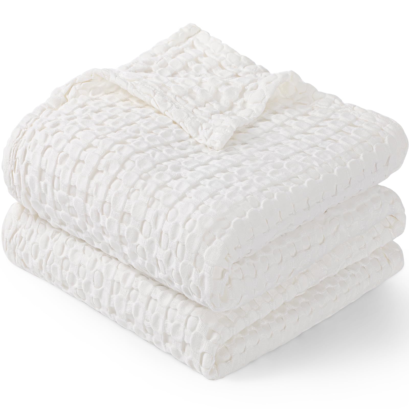 Maliton Waffle Baby Blanket for Boys & Girls - Soft Breathable Cotton Swaddle Blanket | Neutral Nursery Blanket | Lightweight Throw for Infants & Toddlers (Ivory) - Perfect for Crib, Stroller & Snuggling