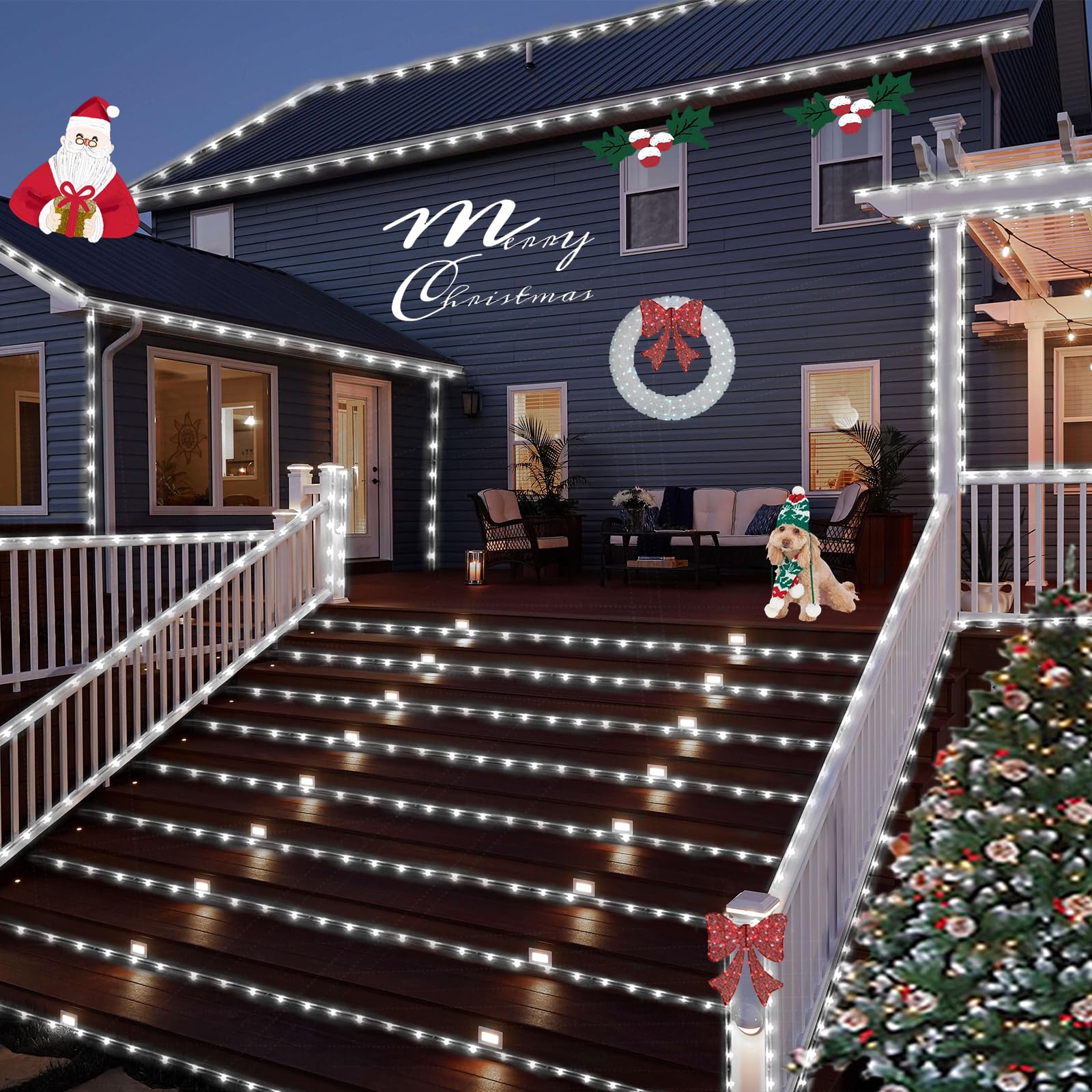 200 LED Solar Rope Lights Outdoor Waterproof - 66ft White String Lights with 8 Modes for Garden, Patio, Fence, Deck, Camping - Weatherproof Fairy Lights for Backyard, Wedding, Party & Holiday Decorations